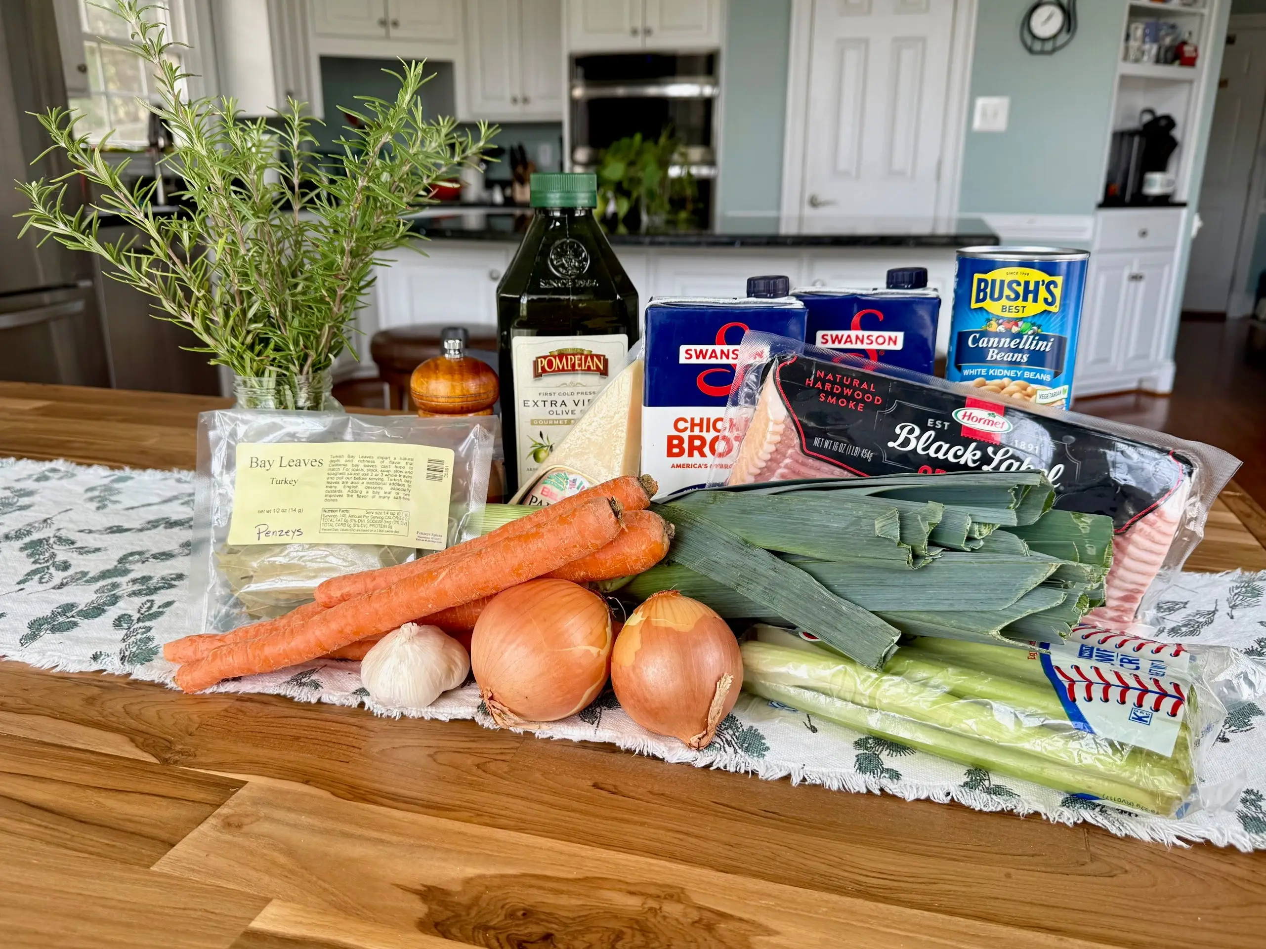 A variety of ingredients on a kitchen table.