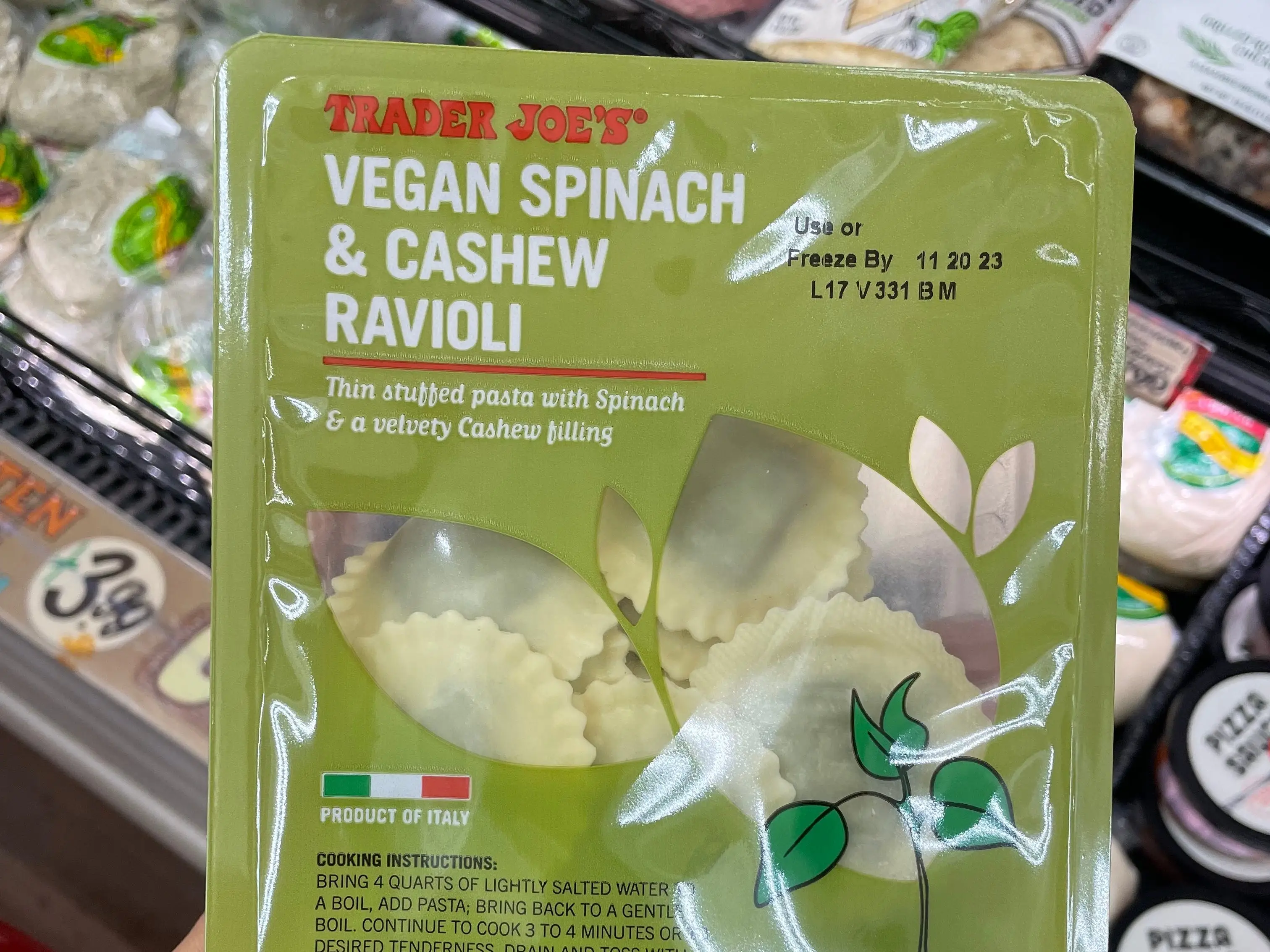 Vegan ravioli from Trader Joe's.