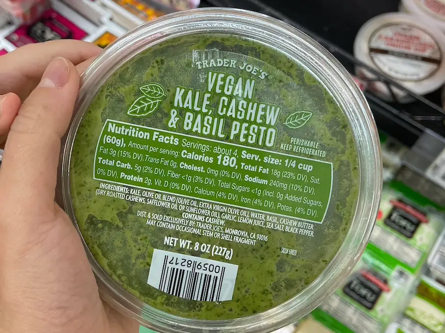 Vegan pesto at Trader Joe's.