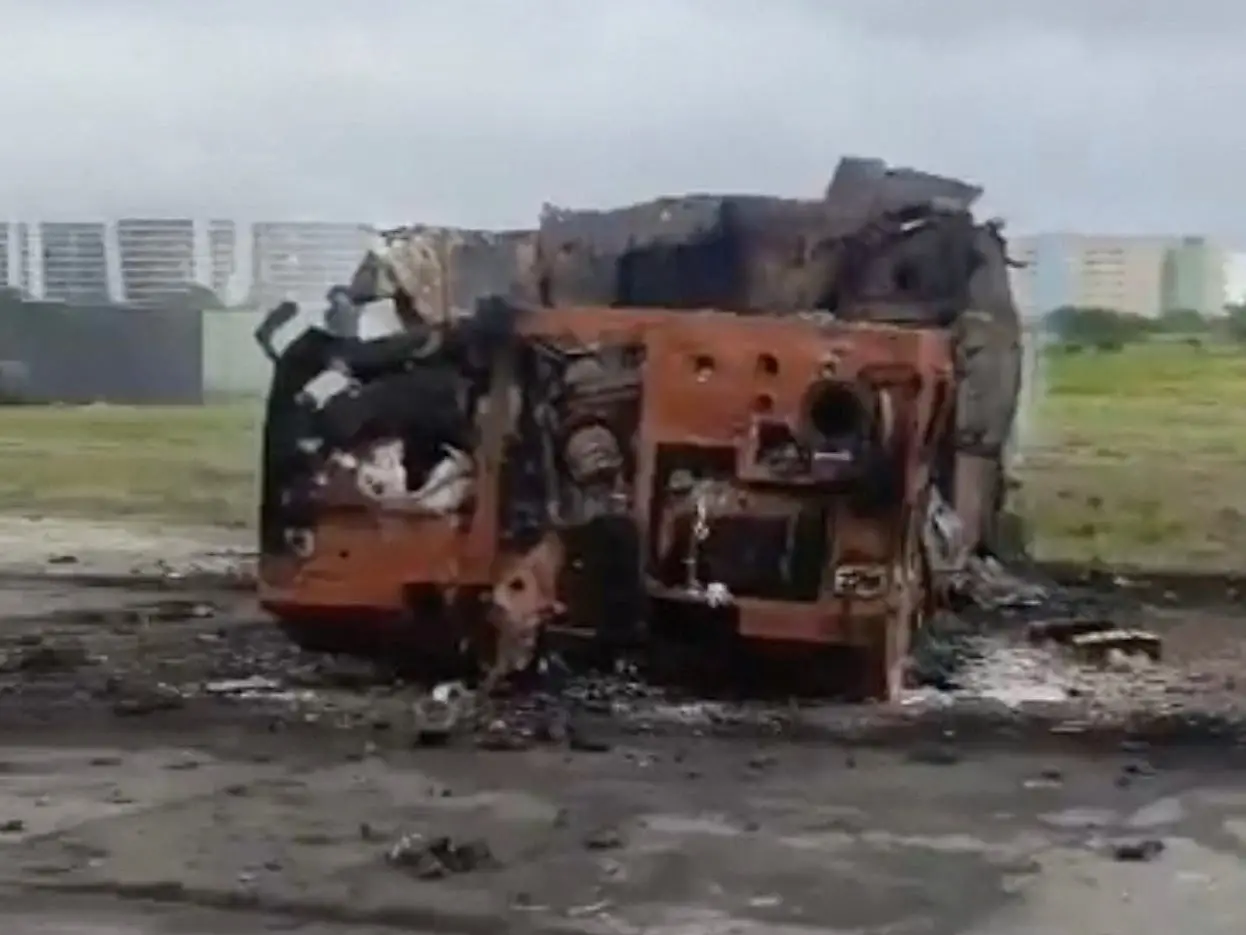 Rubble lies in the aftermath of a U.S. strike at Higuerote Airport, in Higuerote, Venezuela, in this screenshot obtained from a social media video released on January 3, 2026.