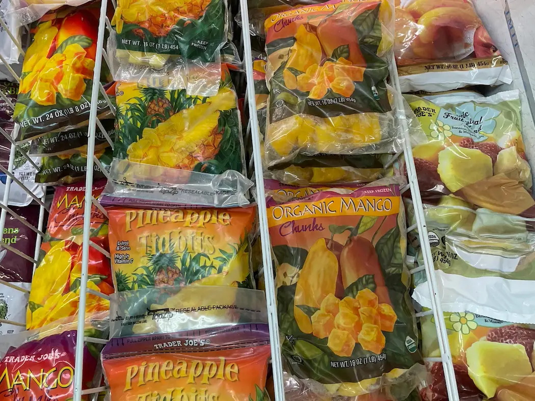 Frozen fruit at Trader Joe's.