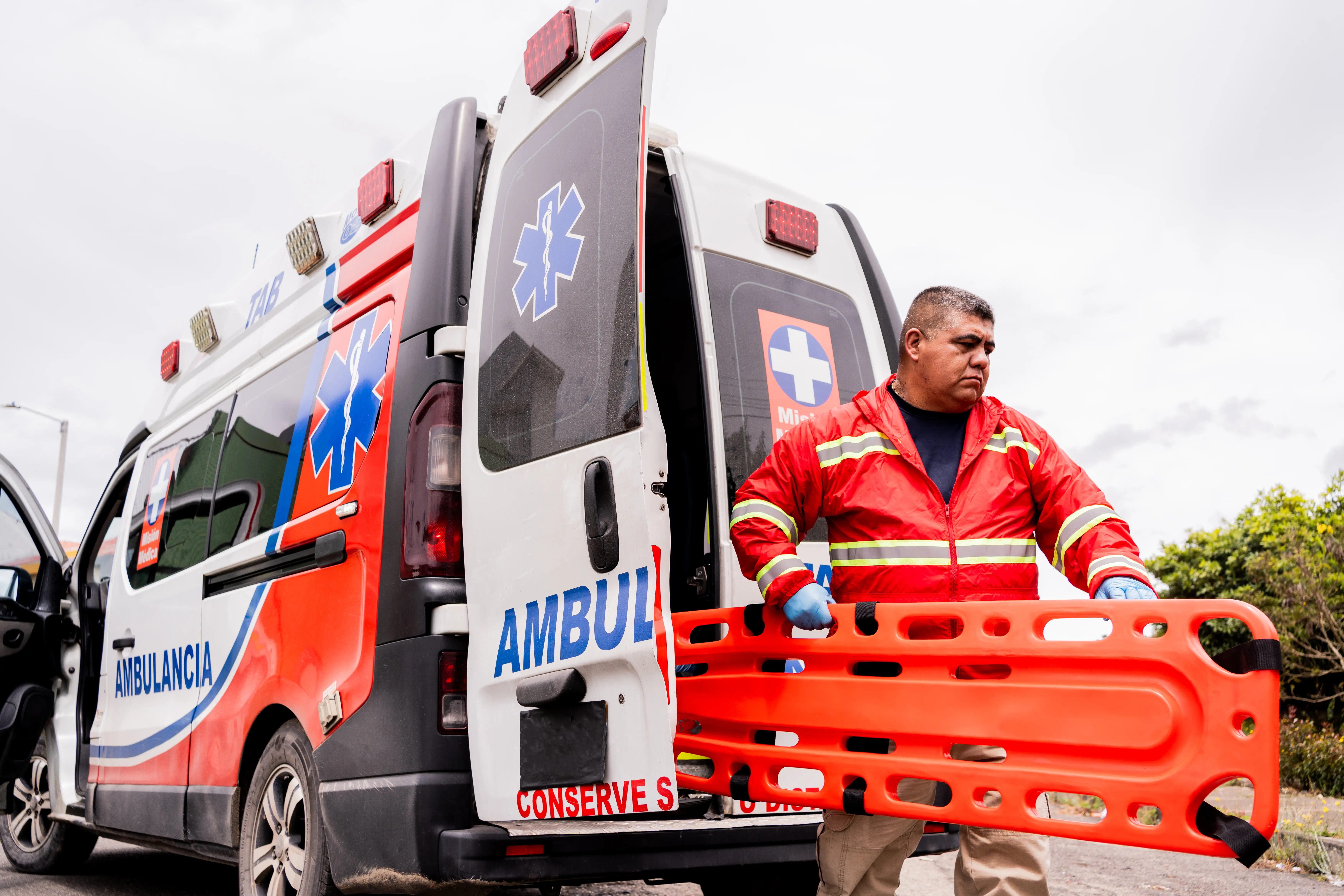 paramedic with an ambulance