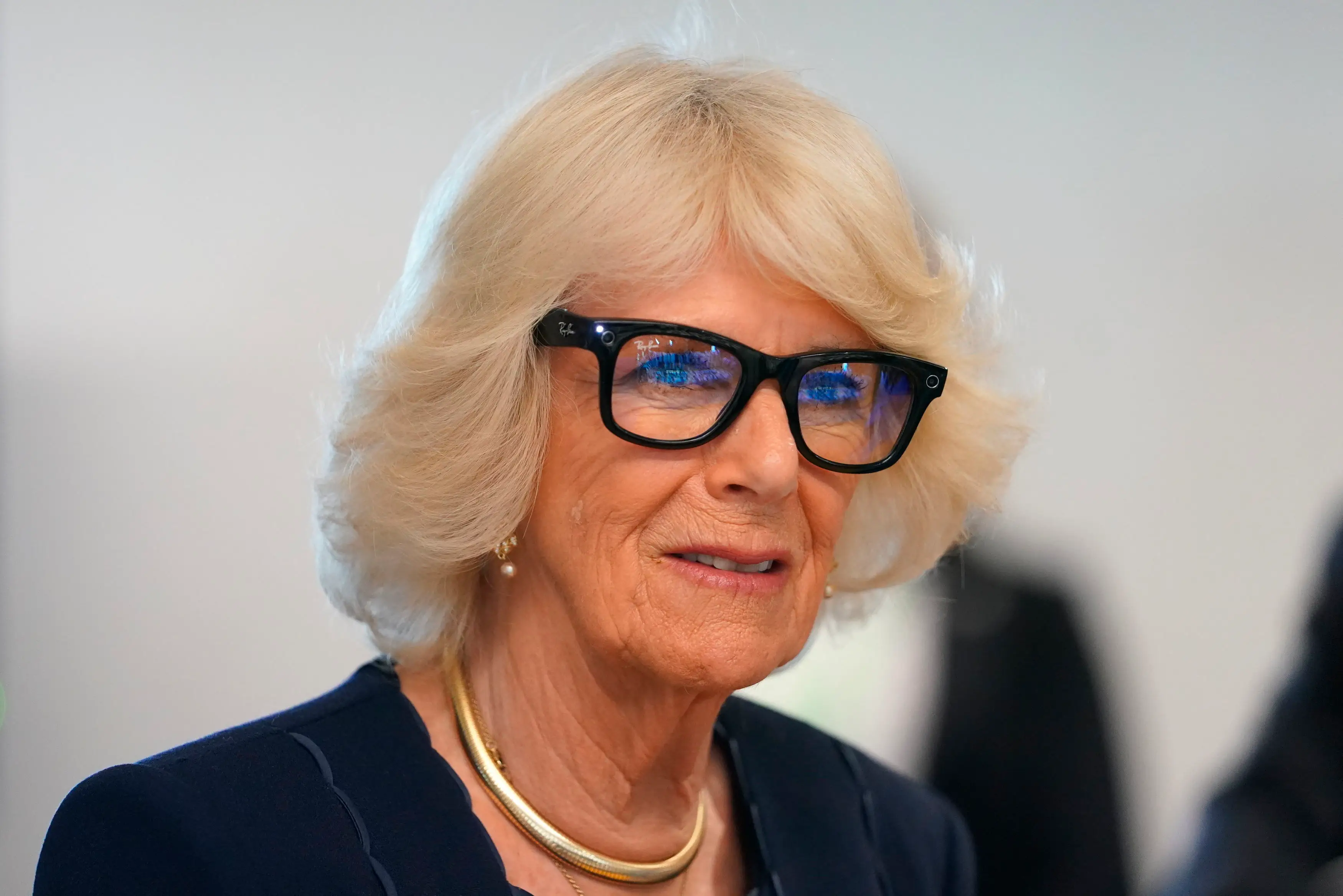 Queen Camilla in Meta Ray-Ban glasses.