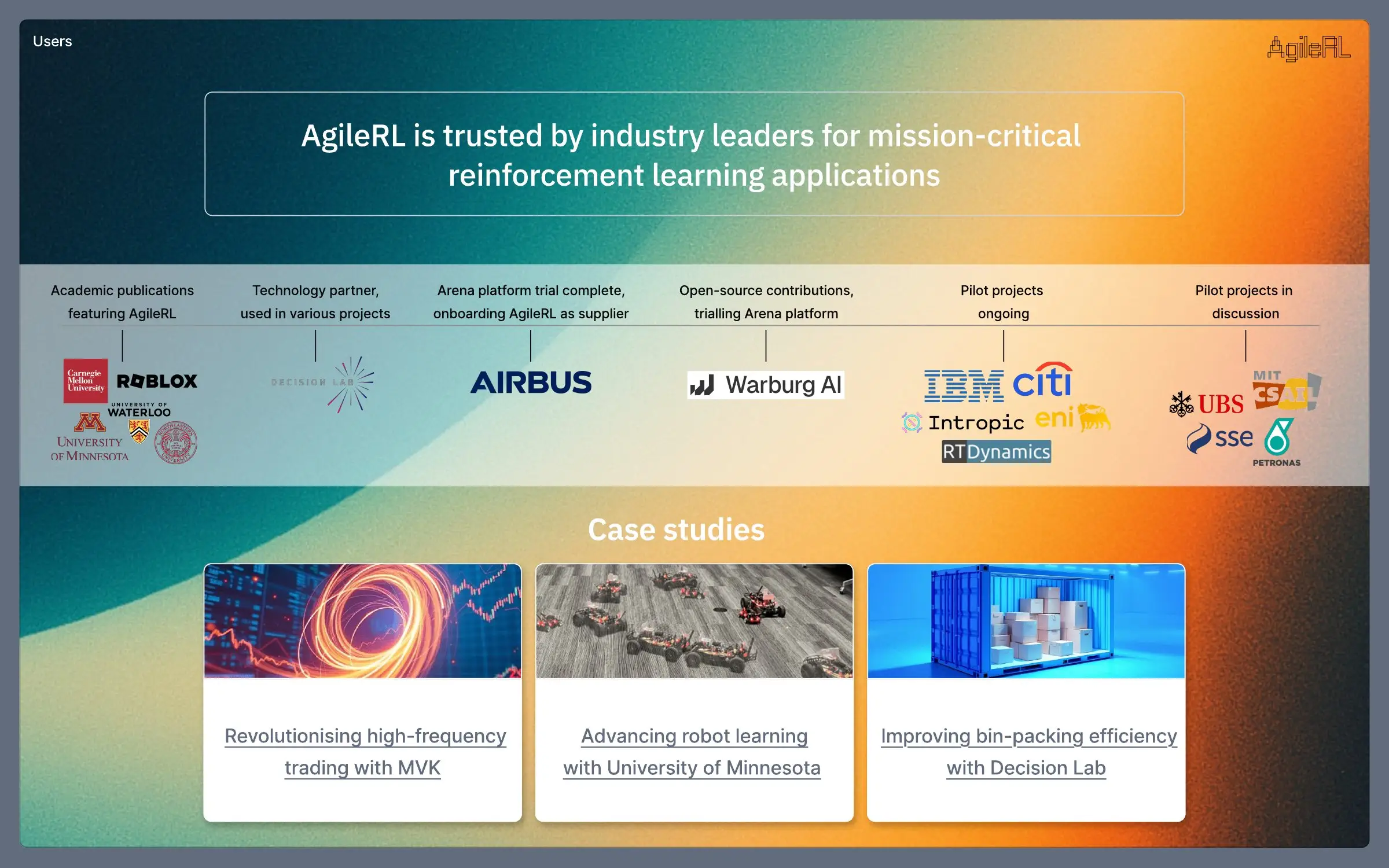 AgileRL funding pitch deck