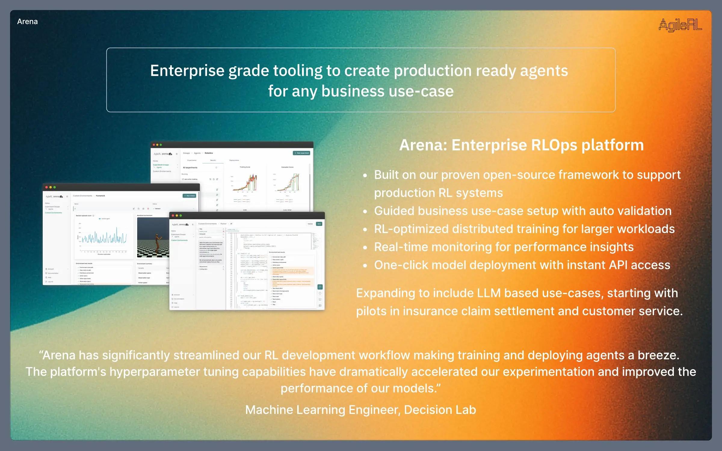 AgileRL funding pitch deck