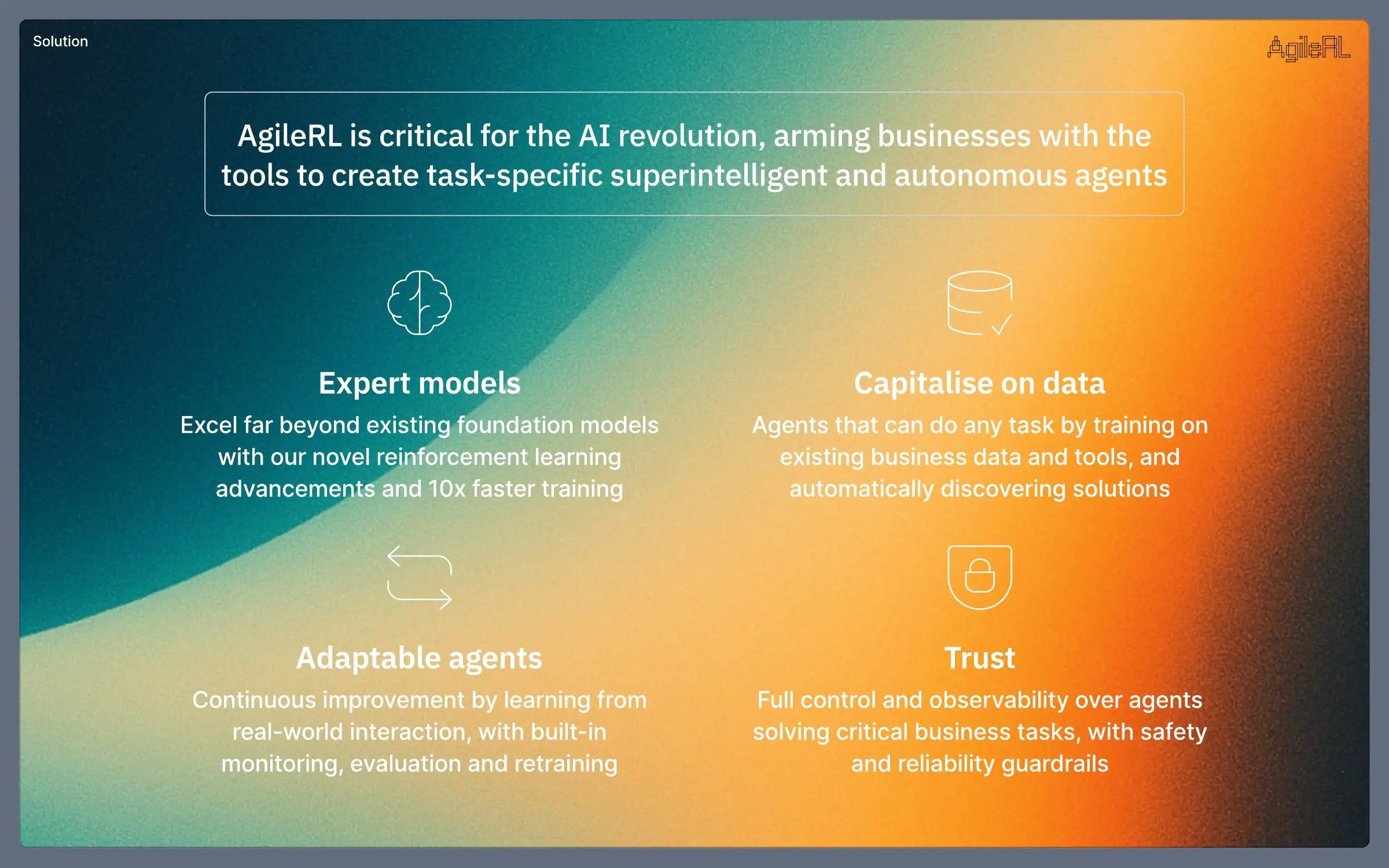 AgileRL funding pitch deck