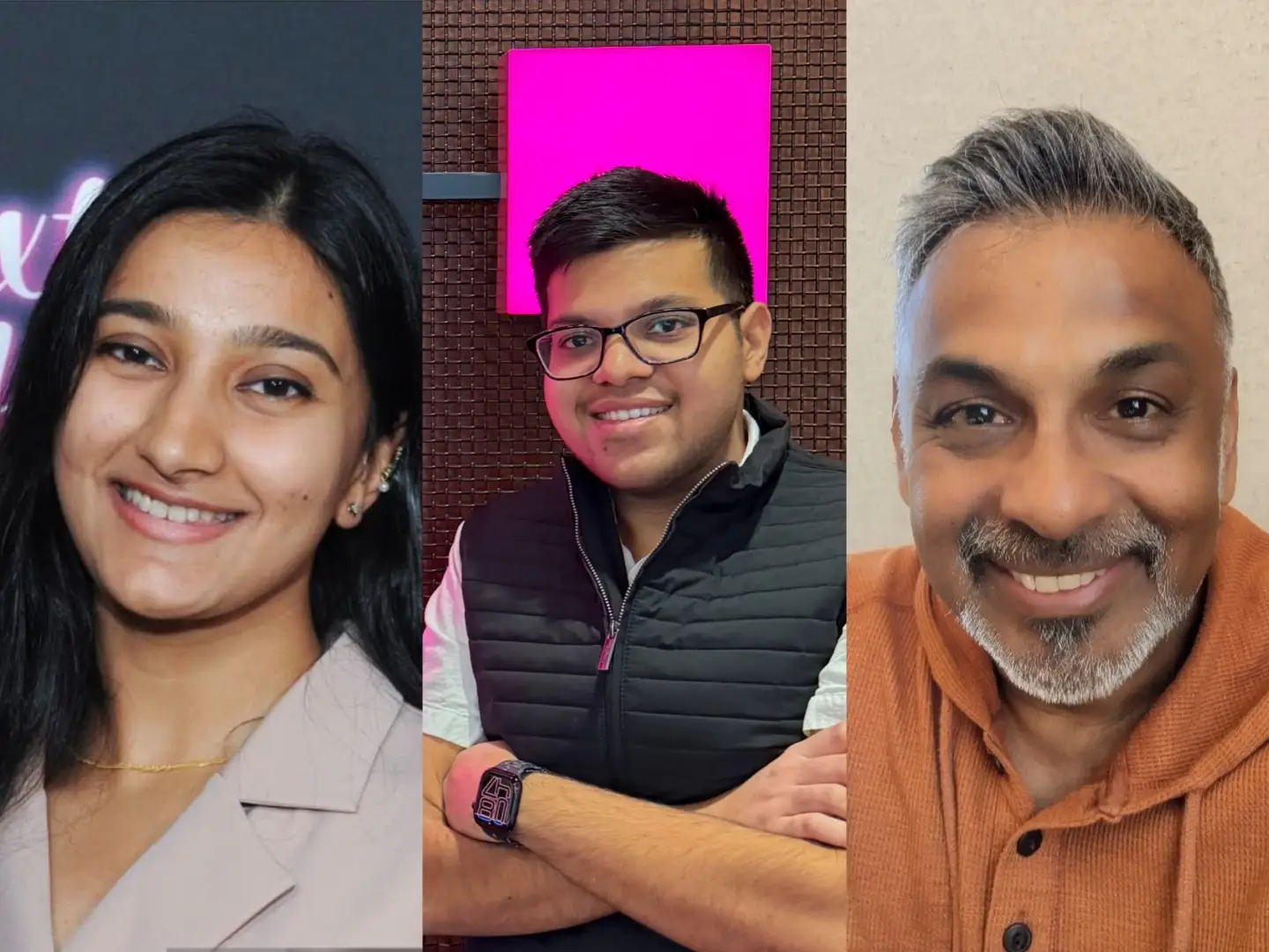 Sreeja Apparaju (left), Aman Goyal (center), Sriram Ramkrishna (right)