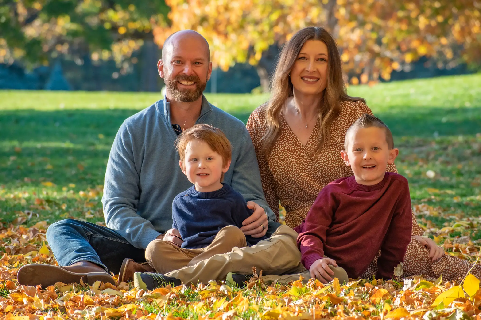 Family posing for photo