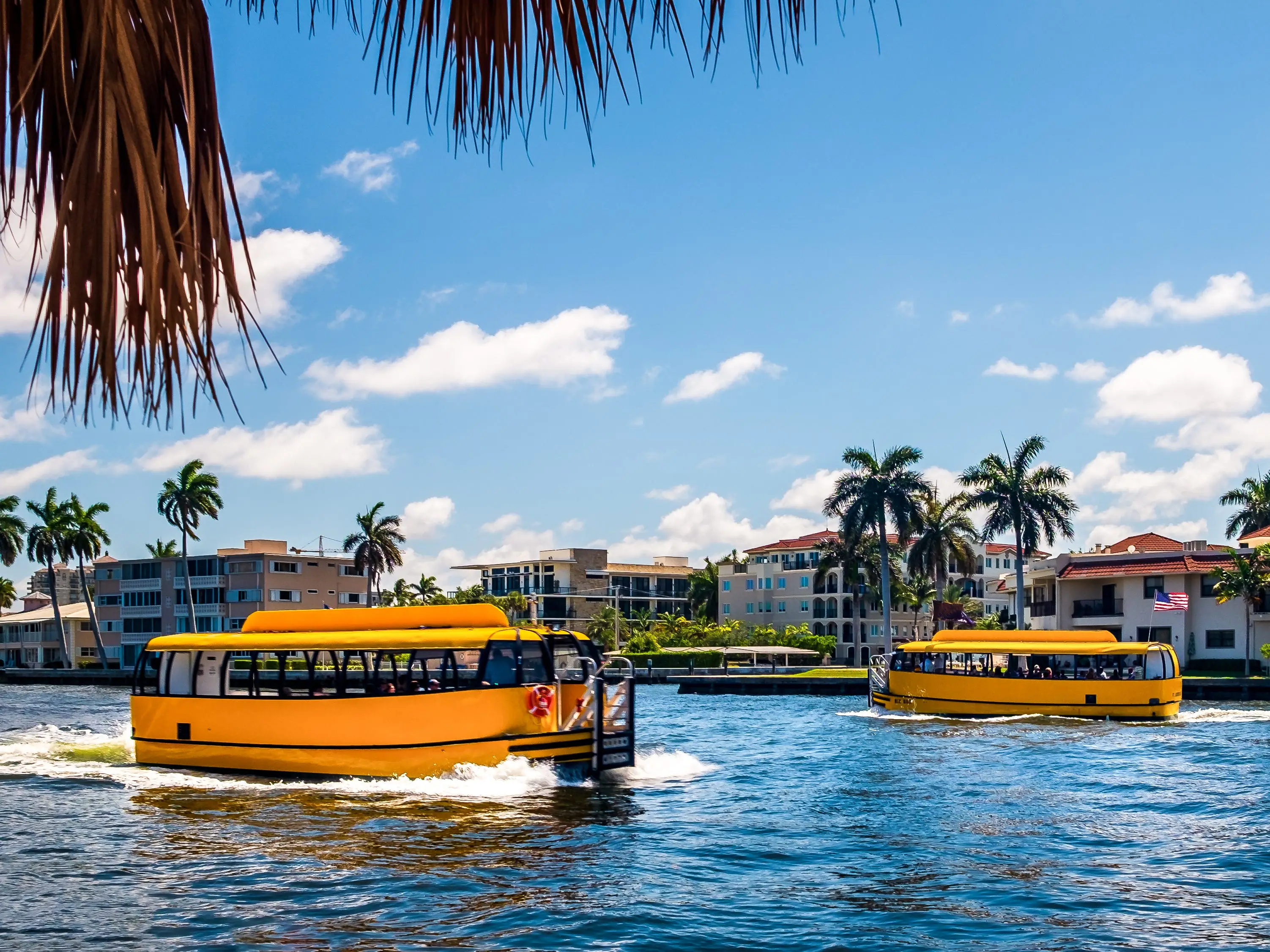 Fort Lauderdale Water Taxis crossing on the Intracoastal waterway