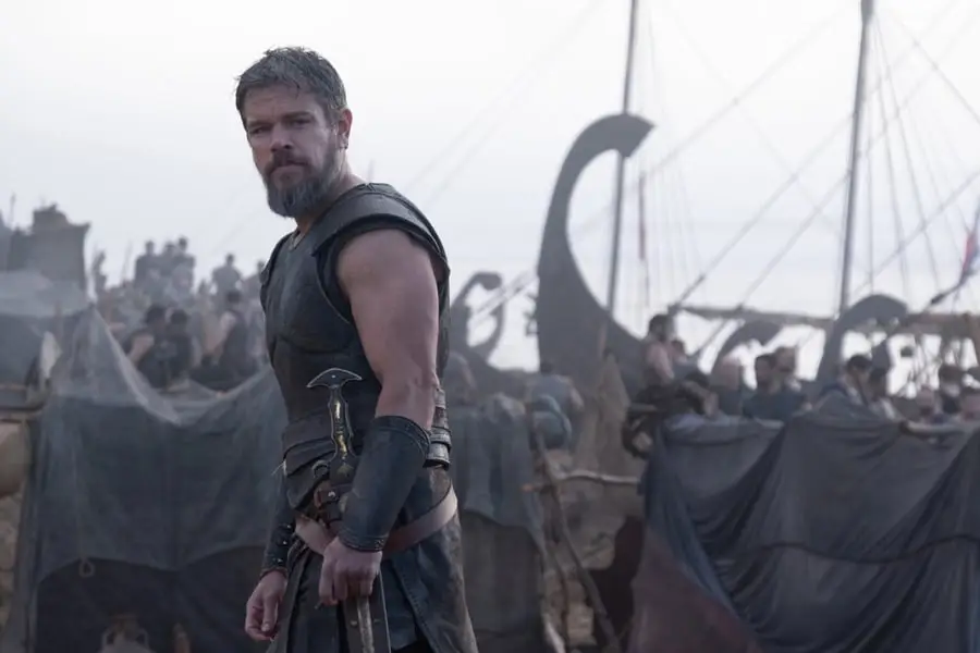 Matt Damon dressed in roman armour in the odyssey