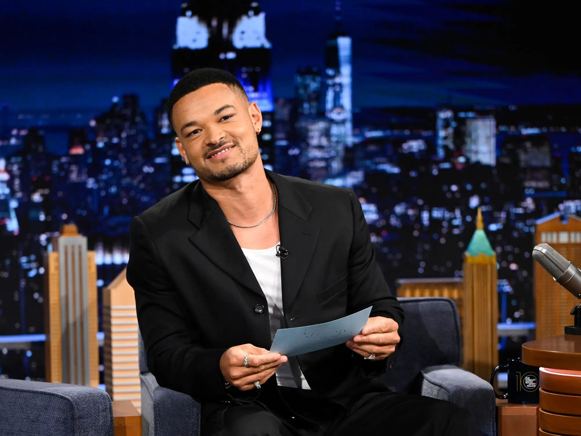 THE TONIGHT SHOW STARRING JIMMY FALLON -- Episode 2181 -- Pictured: Podcaster Steven Bartlett during an interview on Wednesday, September 10, 2025 -- (Photo by: Todd Owyoung/NBC via Getty Images)