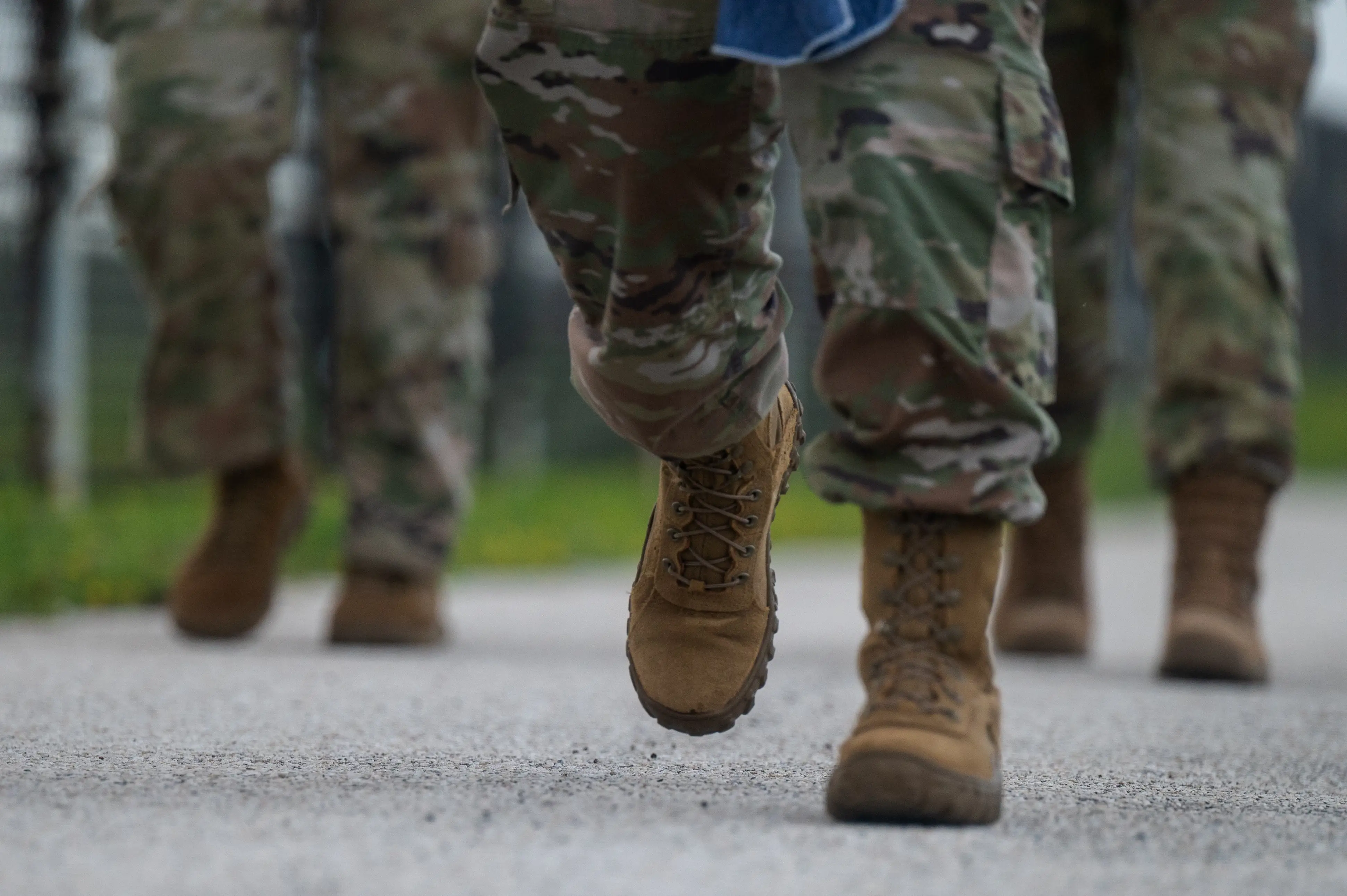 Boots march forward during a suicide awareness ruck at Patrick Space Force Base, Florida, Sept. 05, 2024.