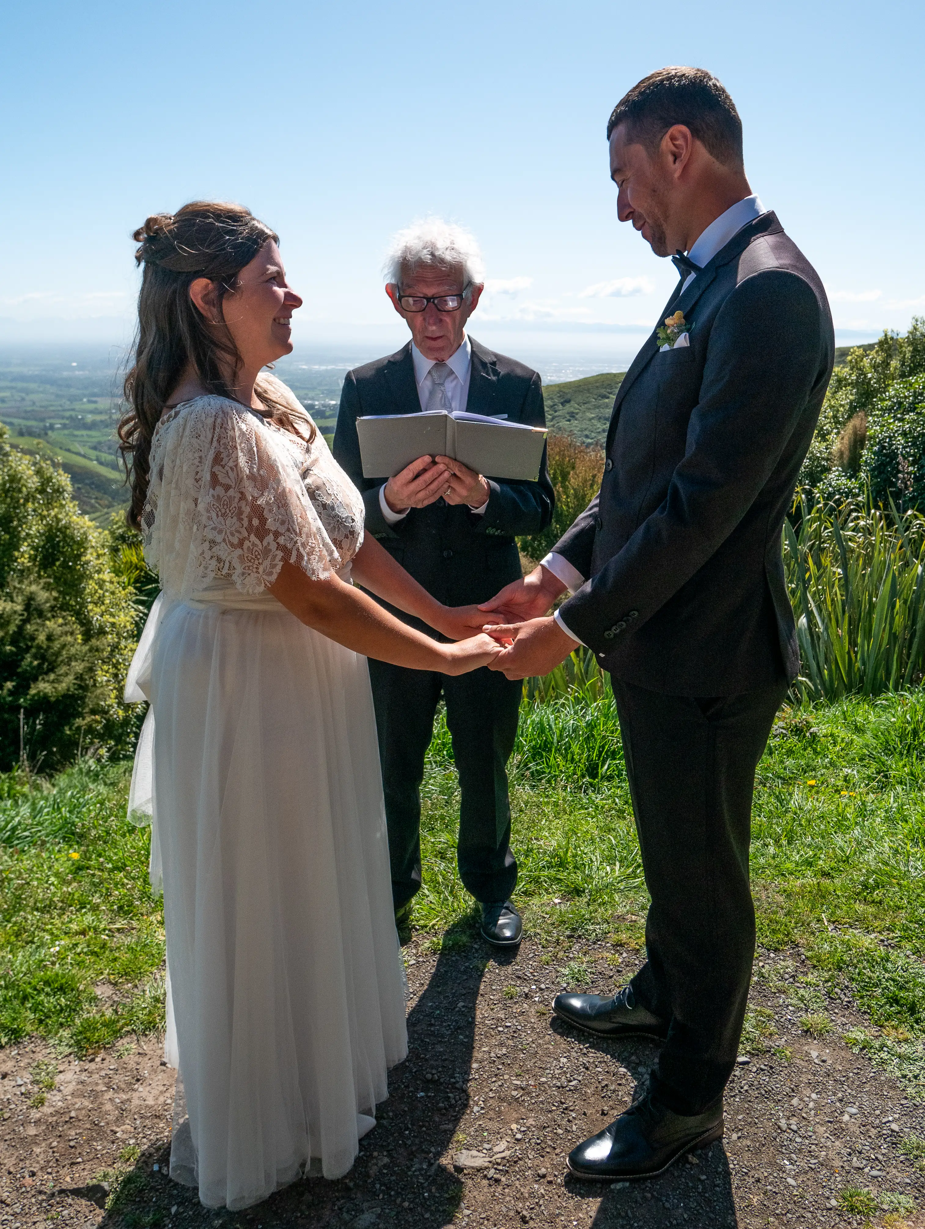 Zoe Ashbridge and her husband marrying in New Zealand