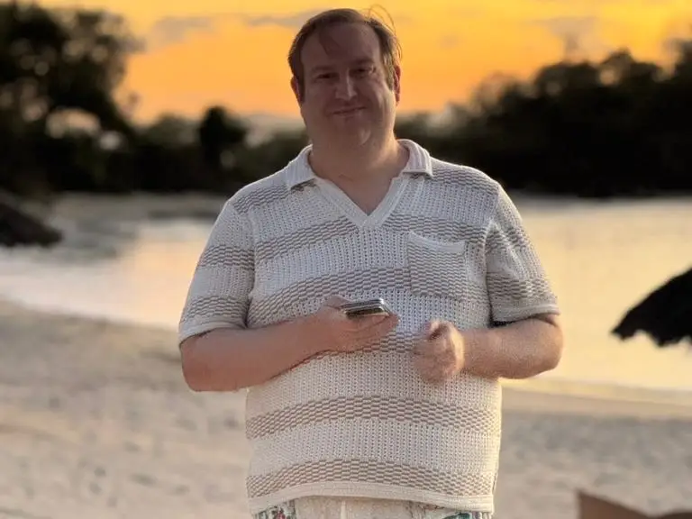 Author David Morris on beach