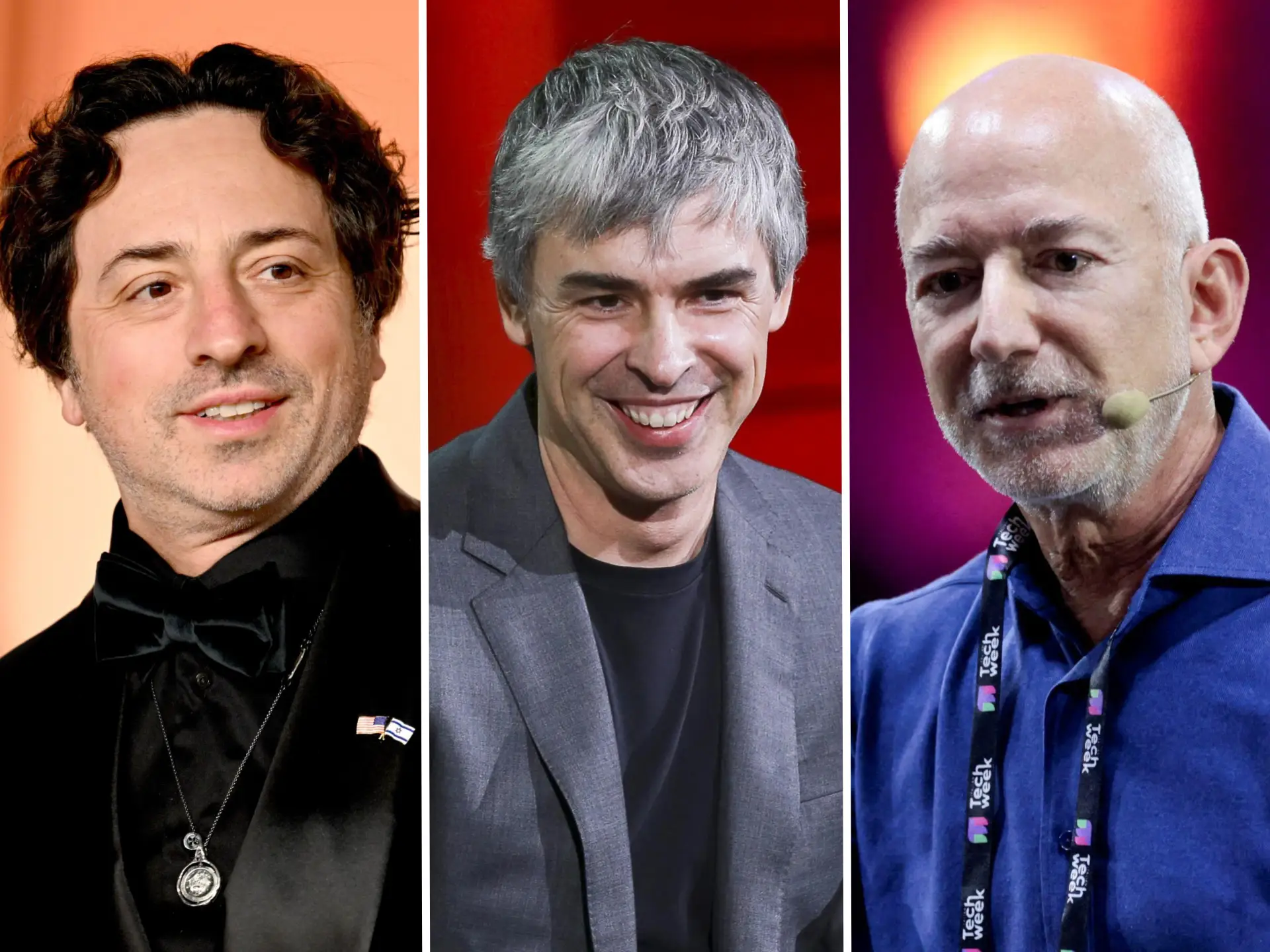 Sergey Brin, Larry Page and Jeff Bezos