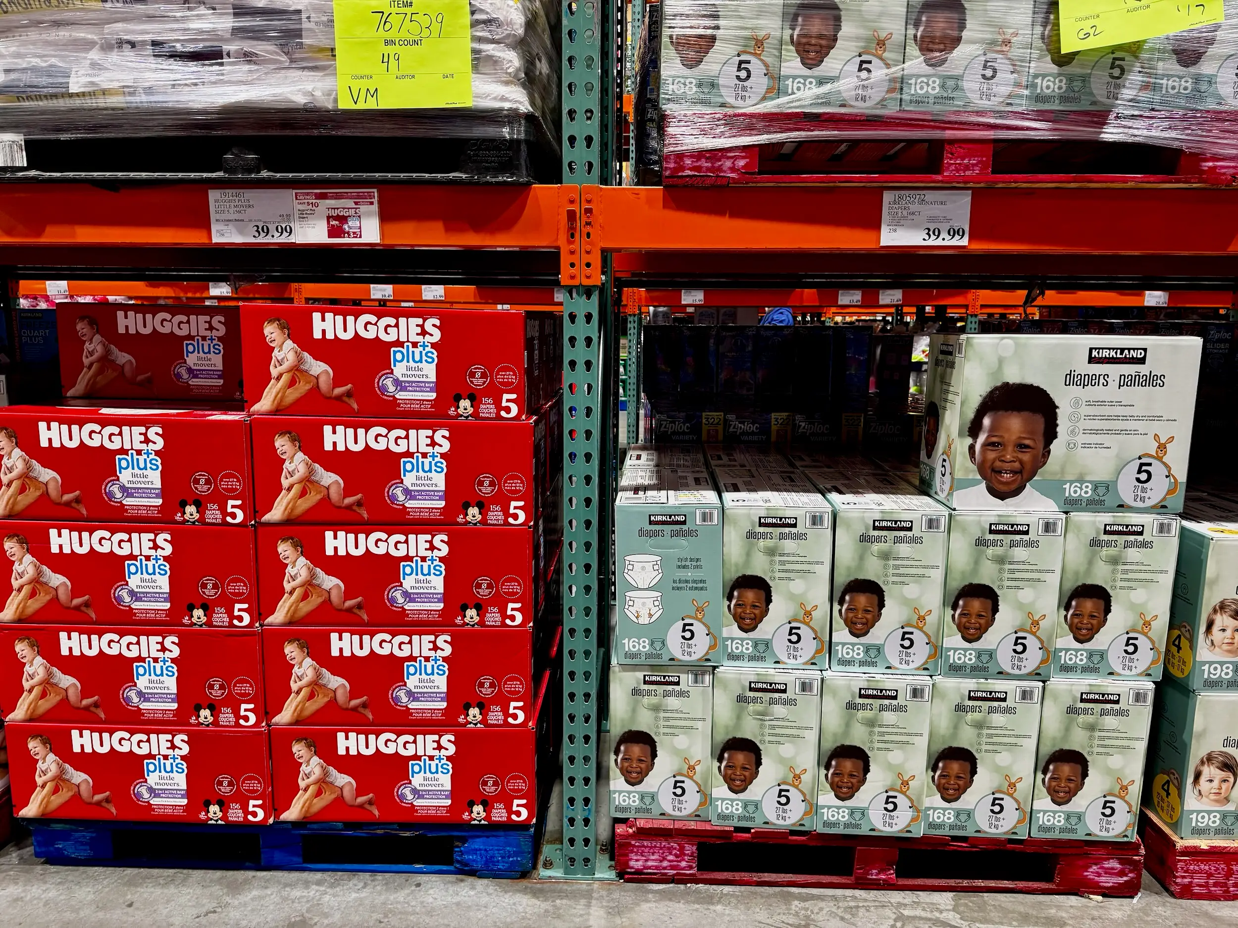 Diapers for sale at Costco.
