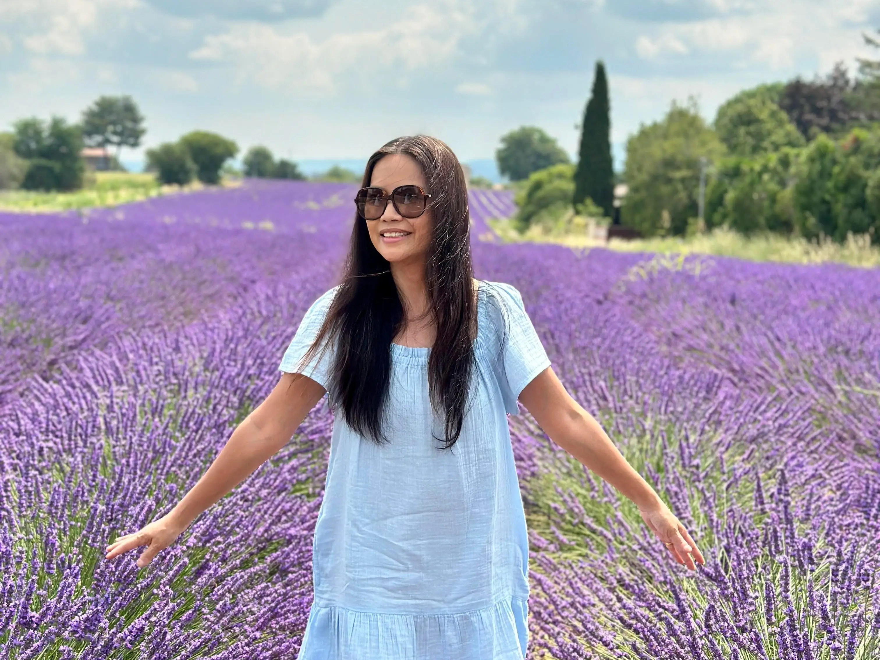 Lin Koh in a lavender field.