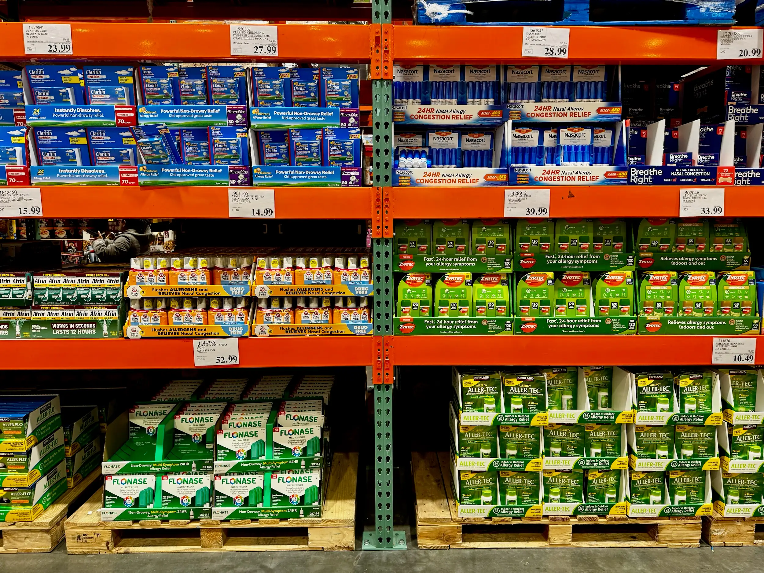 Allergy medication for sale at Costco.