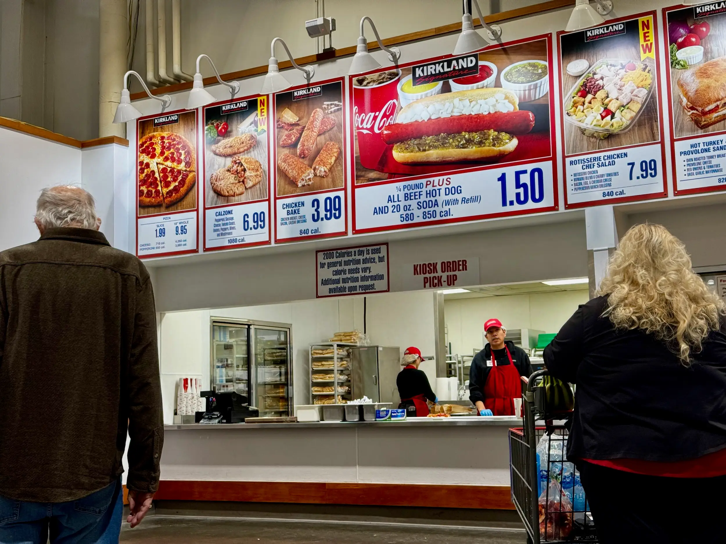 The food court menu at Costco.