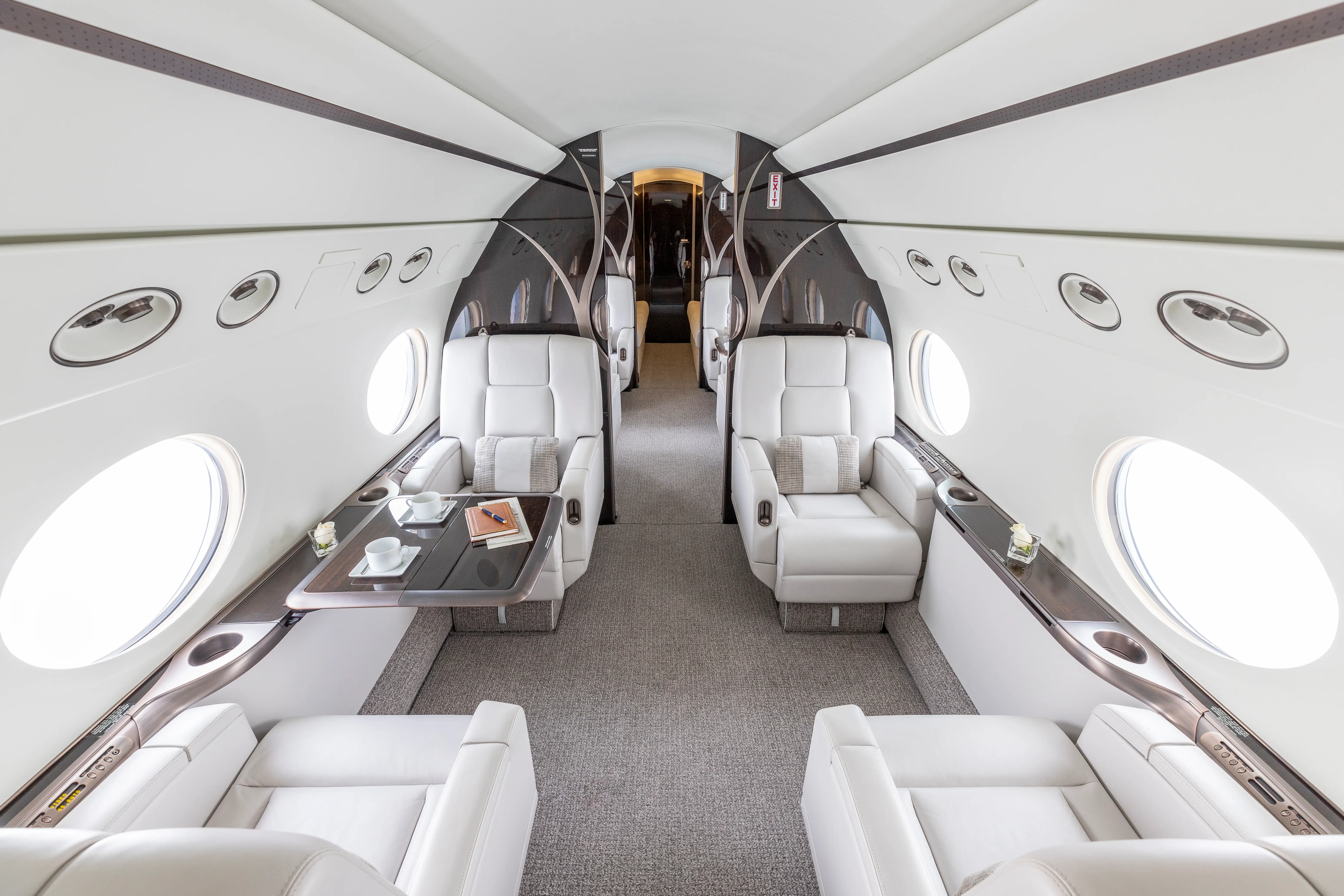Inside one of Silver Air's G550s.