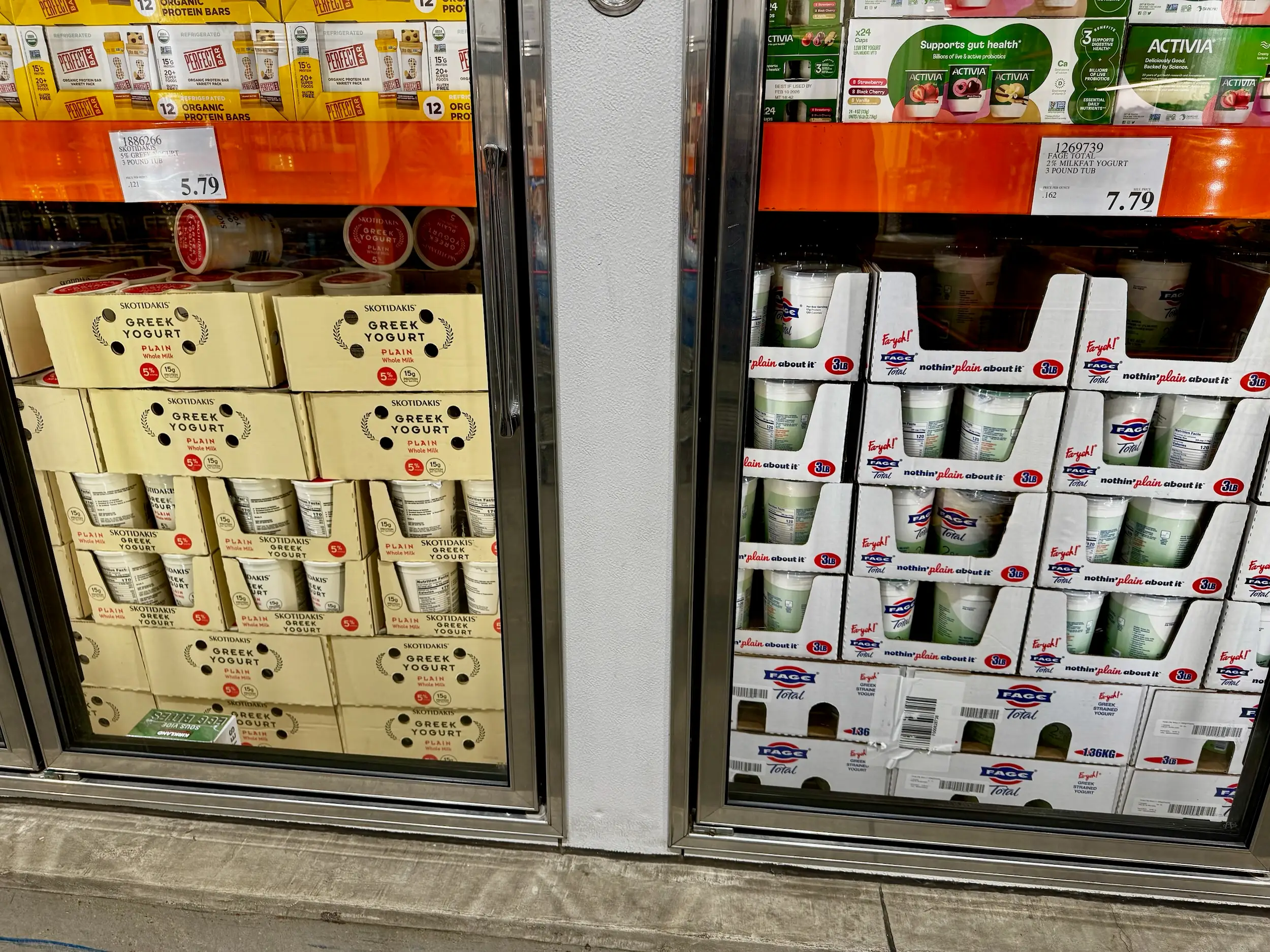 Greek yogurt for sale at Costco.