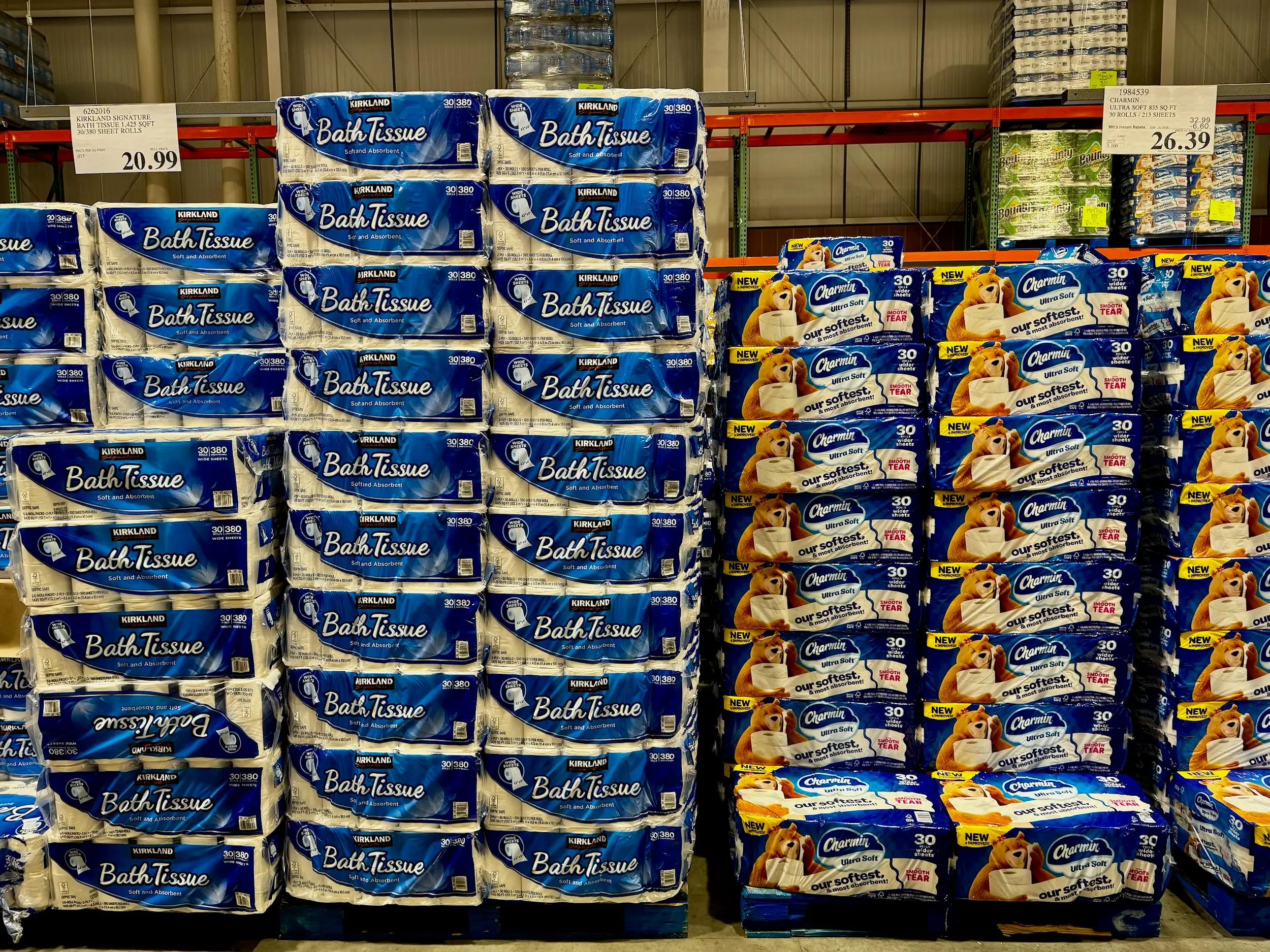 Toilet paper for sale at Costco.