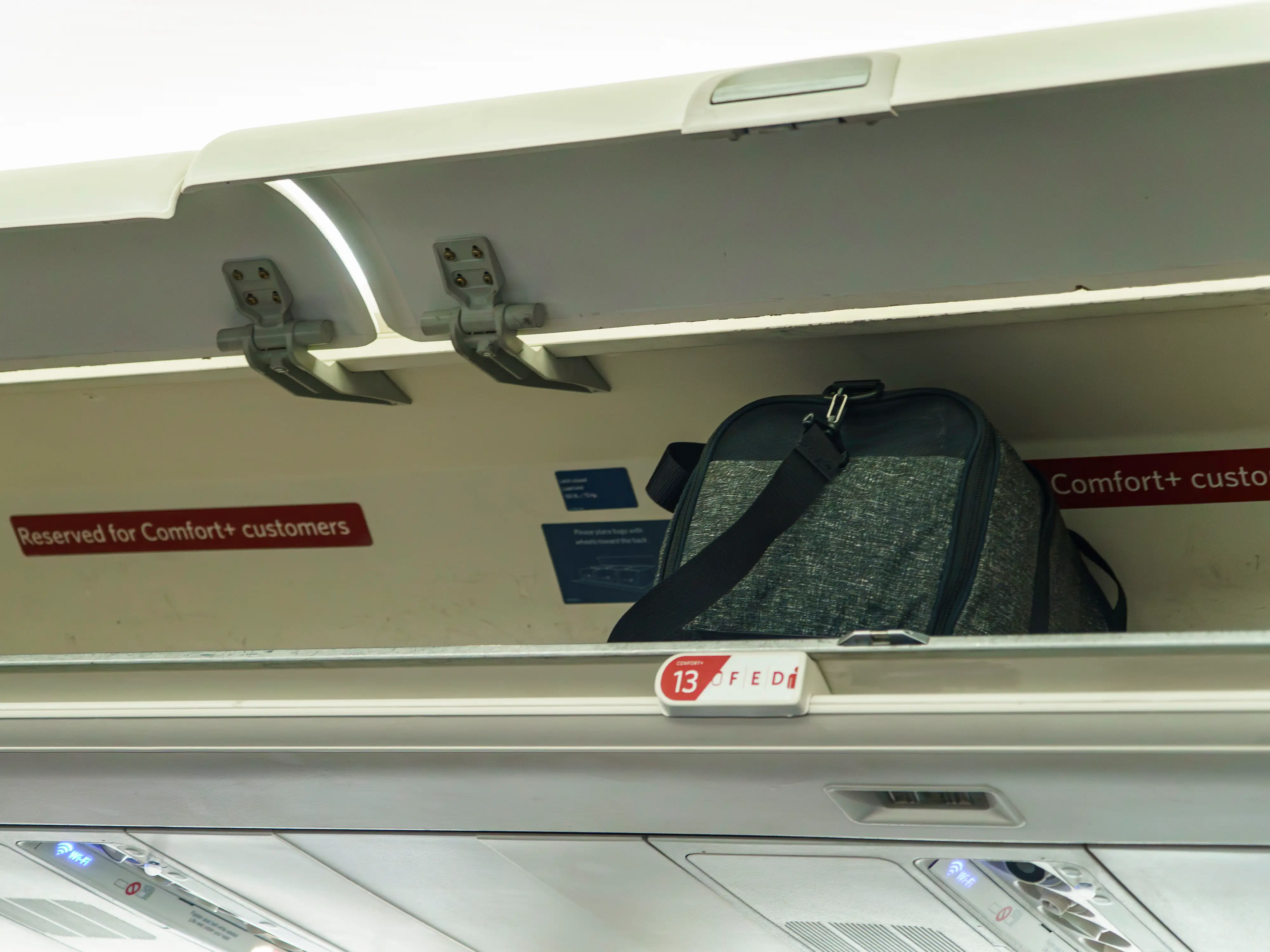 Open overhead bin space on a flight