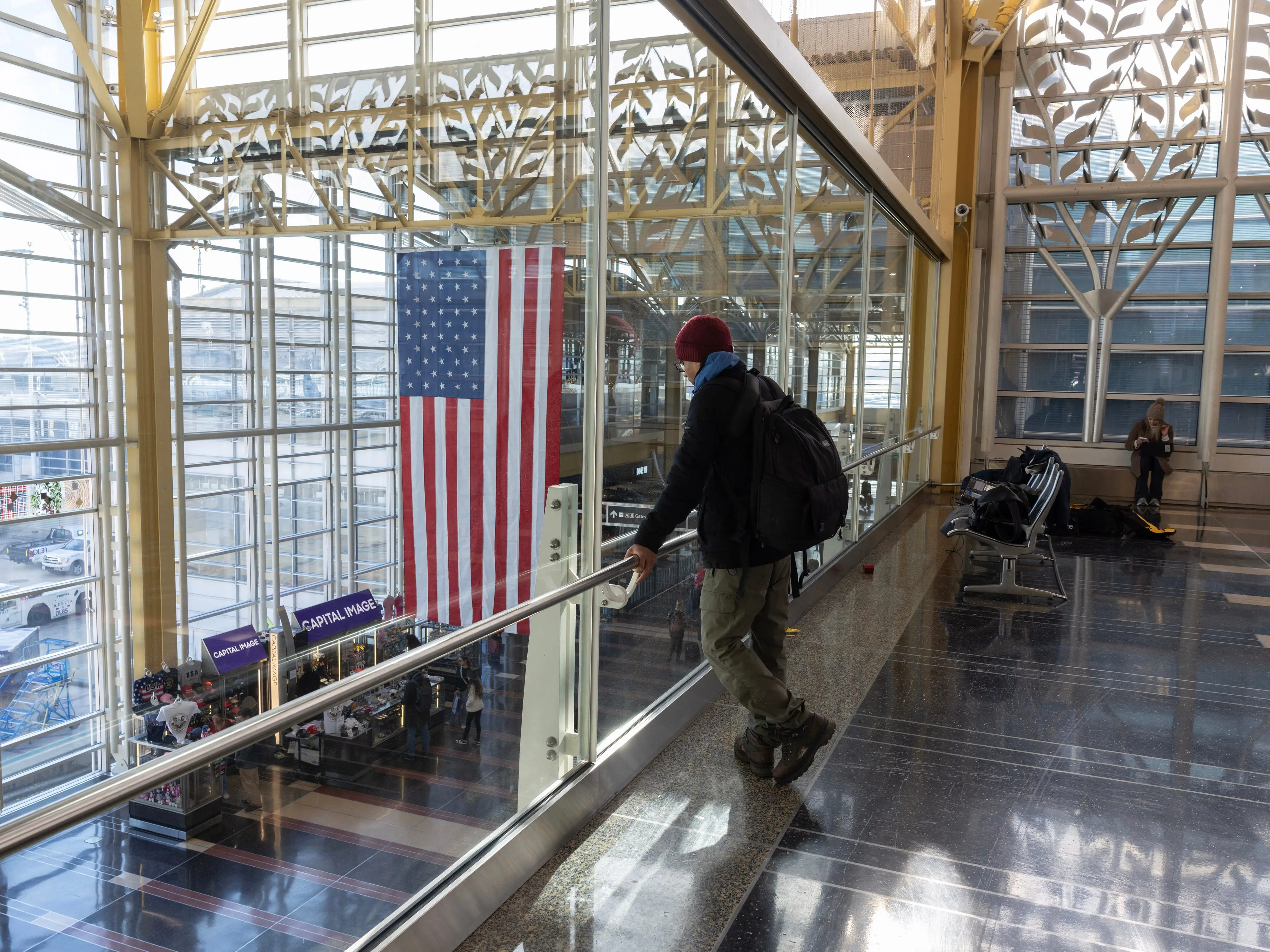 Traveler at US airport