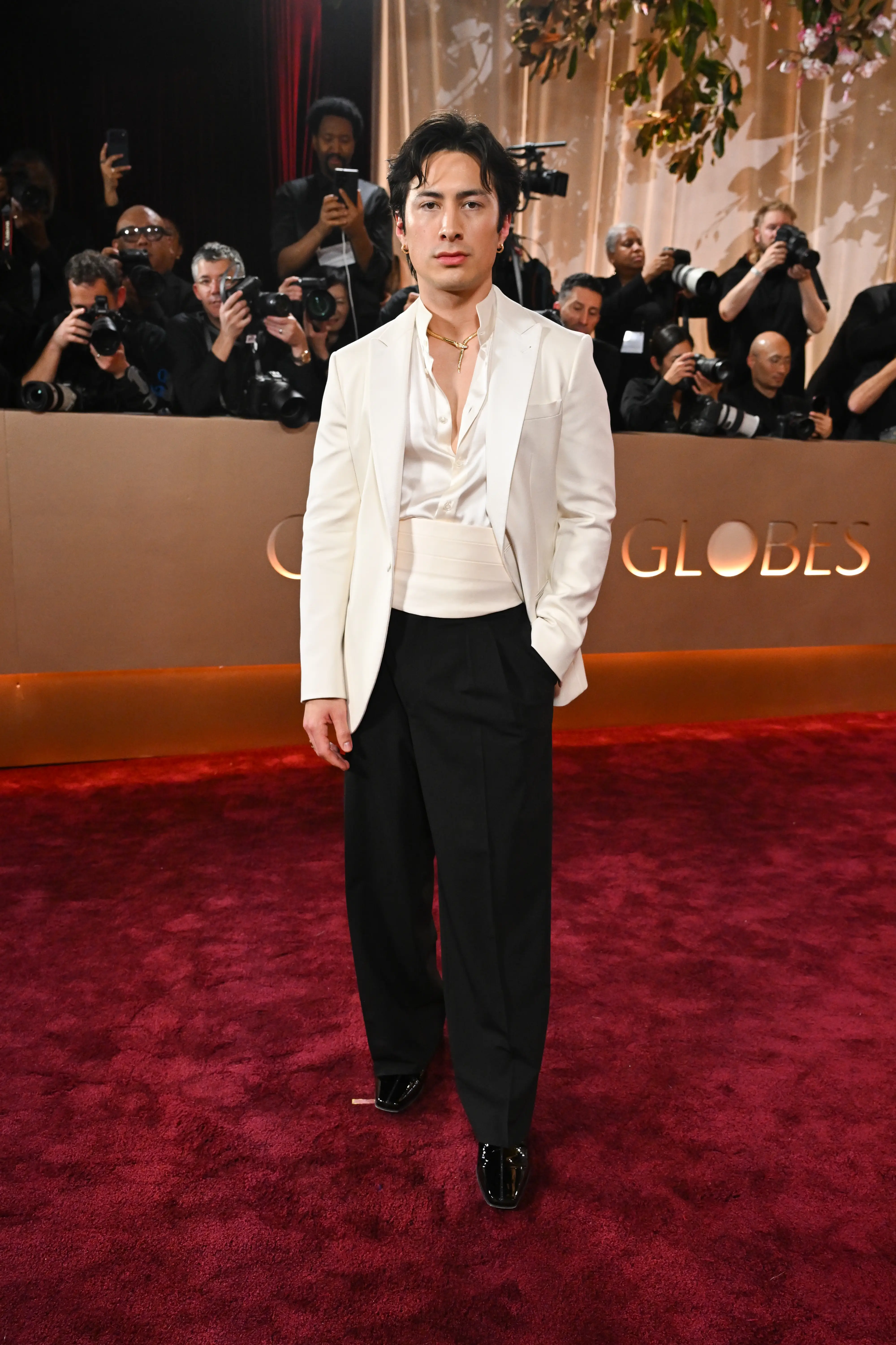 Hudson Williams attends the 2026 Golden Globes.