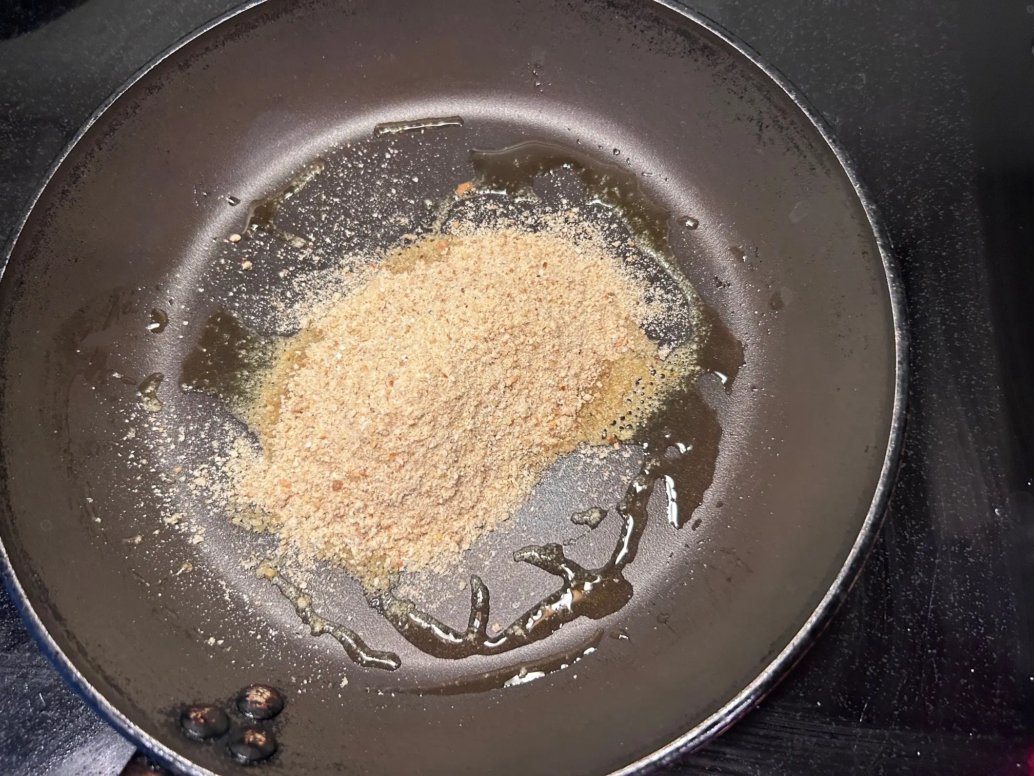 Toasting breadcrumbs for Gordon Ramsay's Bloody Mary Pasta