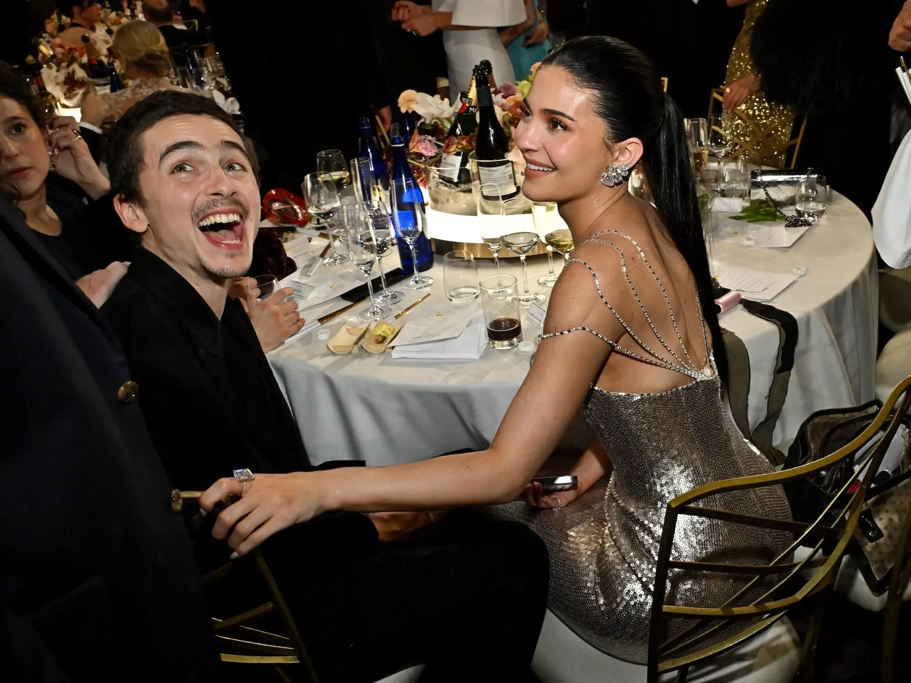 Timothée Chalamet and Kylie Jenner at the 2026 Golden Globes.