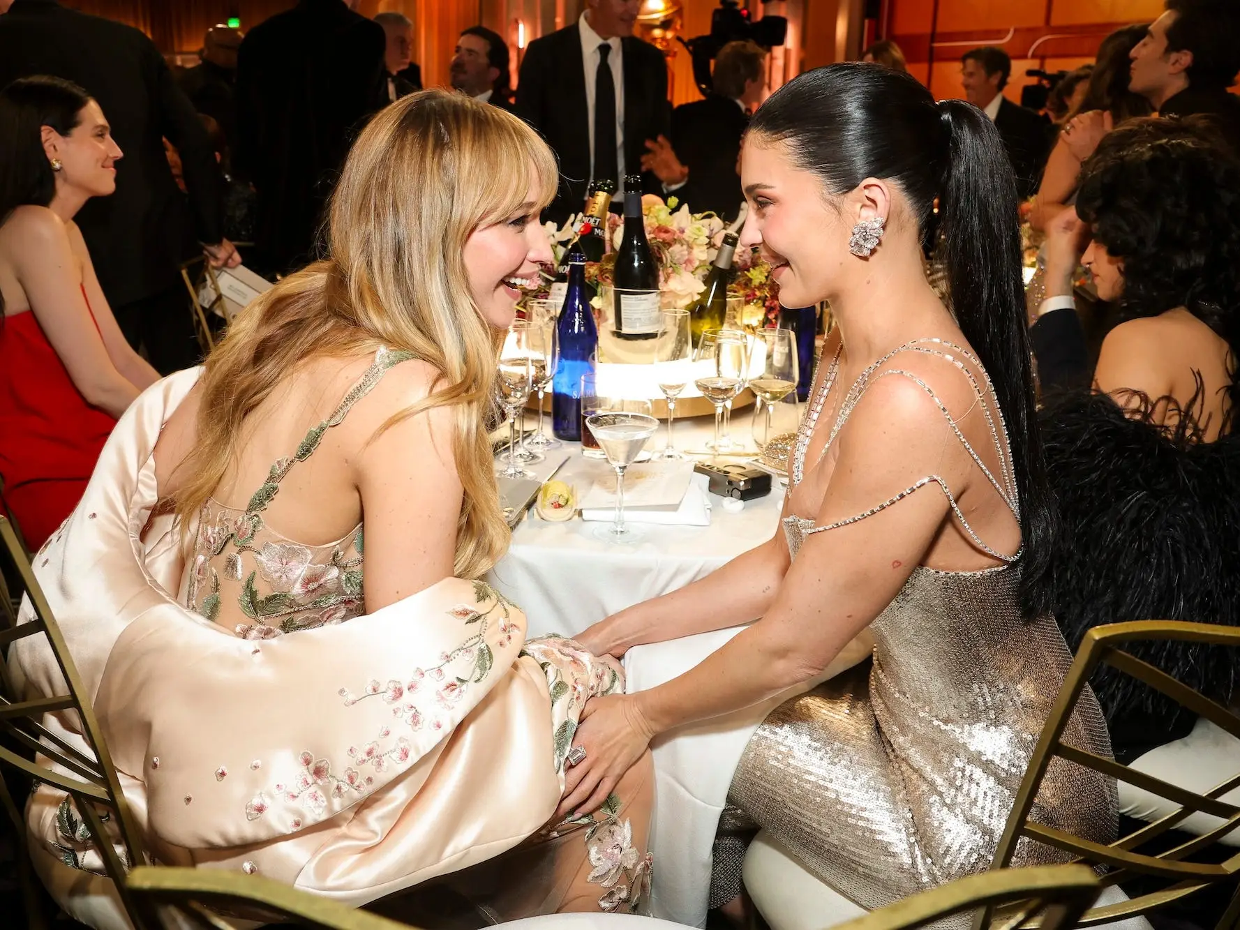 Jennifer Lawrence and Kylie Jenner at the 2026 Golden Globes.