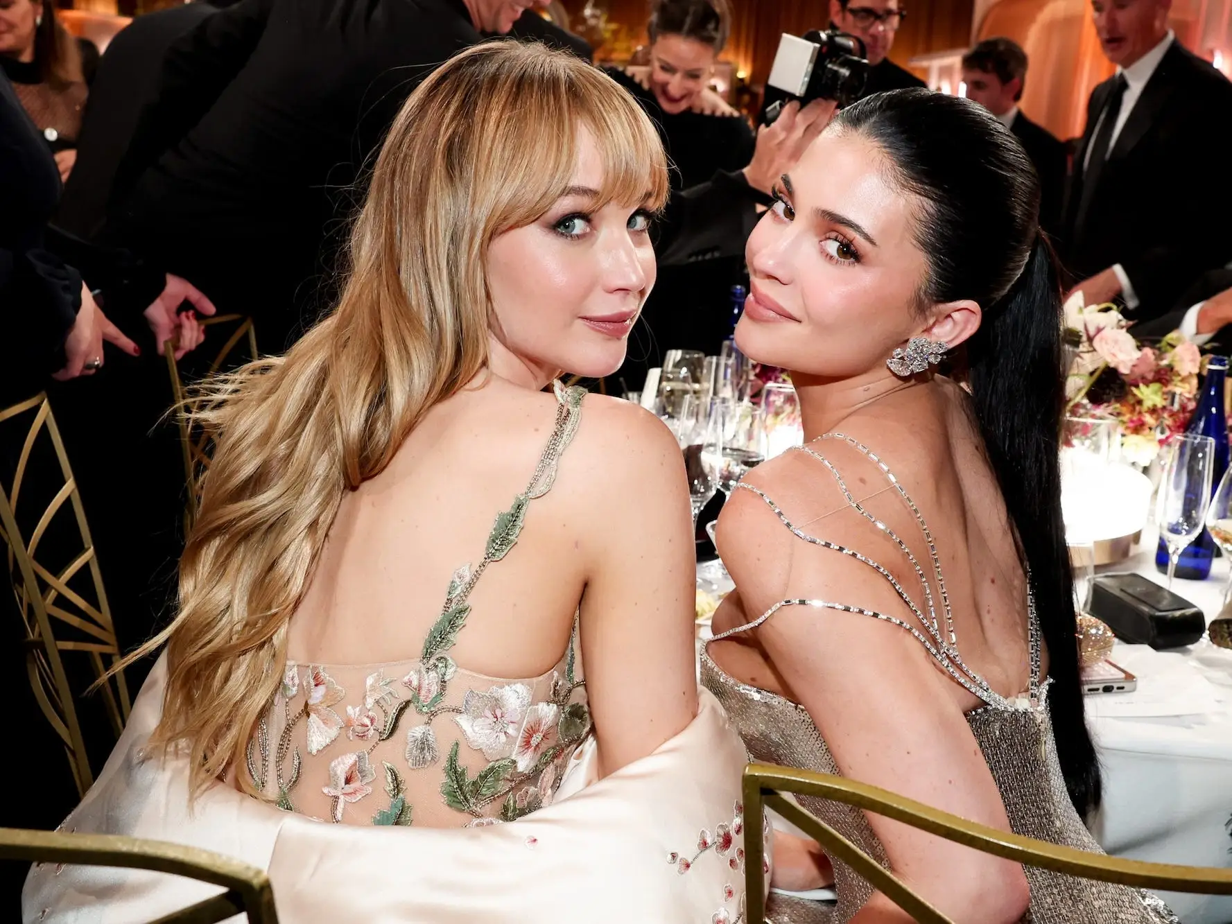 Jennifer Lawrence and Kylie Jenner at the 2026 Golden Globes.