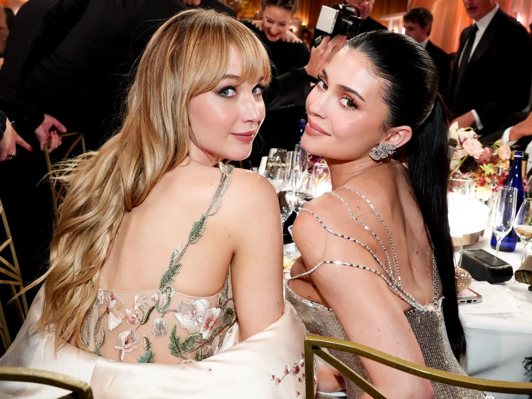 Jennifer Lawrence and Kylie Jenner at the 2026 Golden Globes.