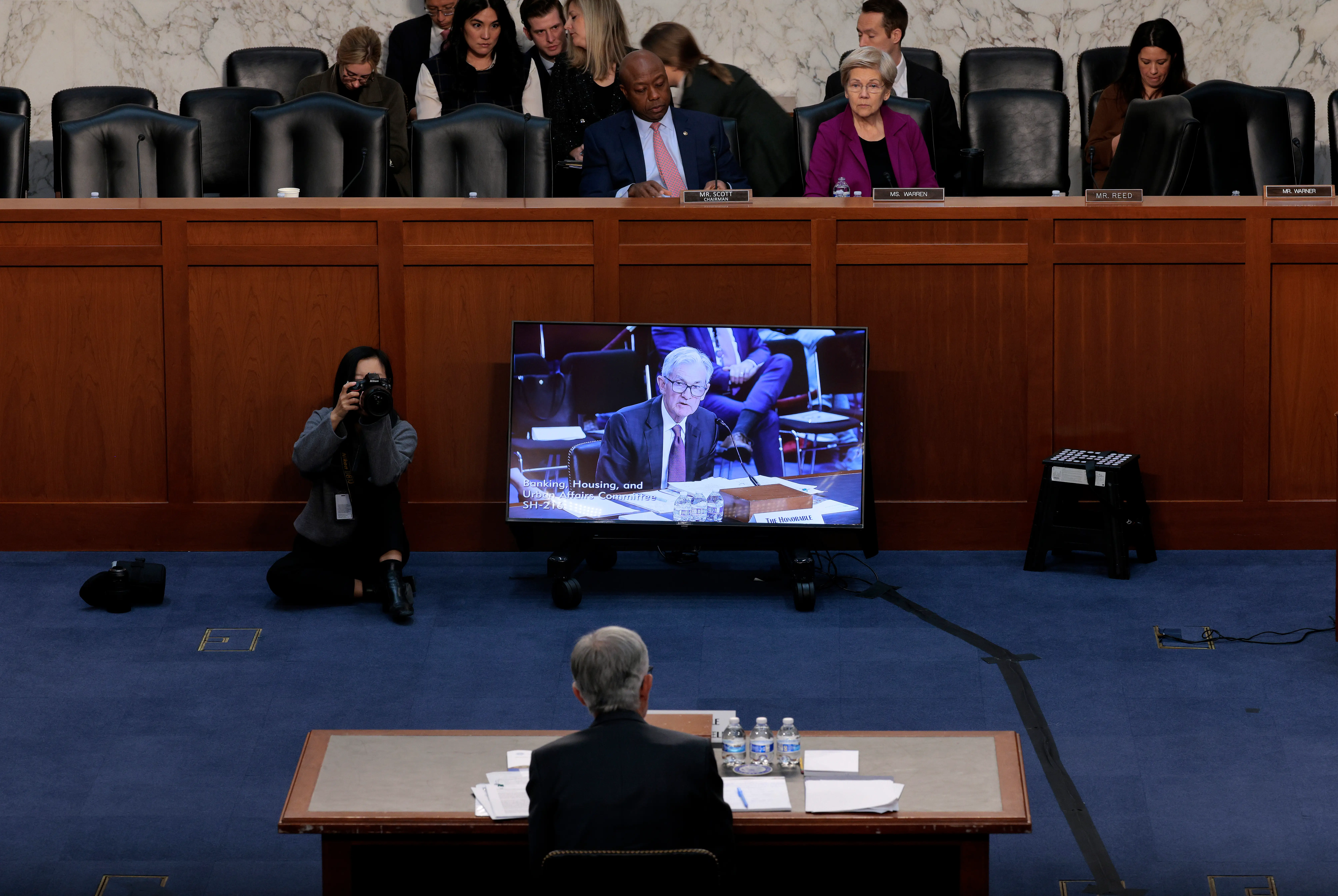 tim scott elizabeth warren jerome powell