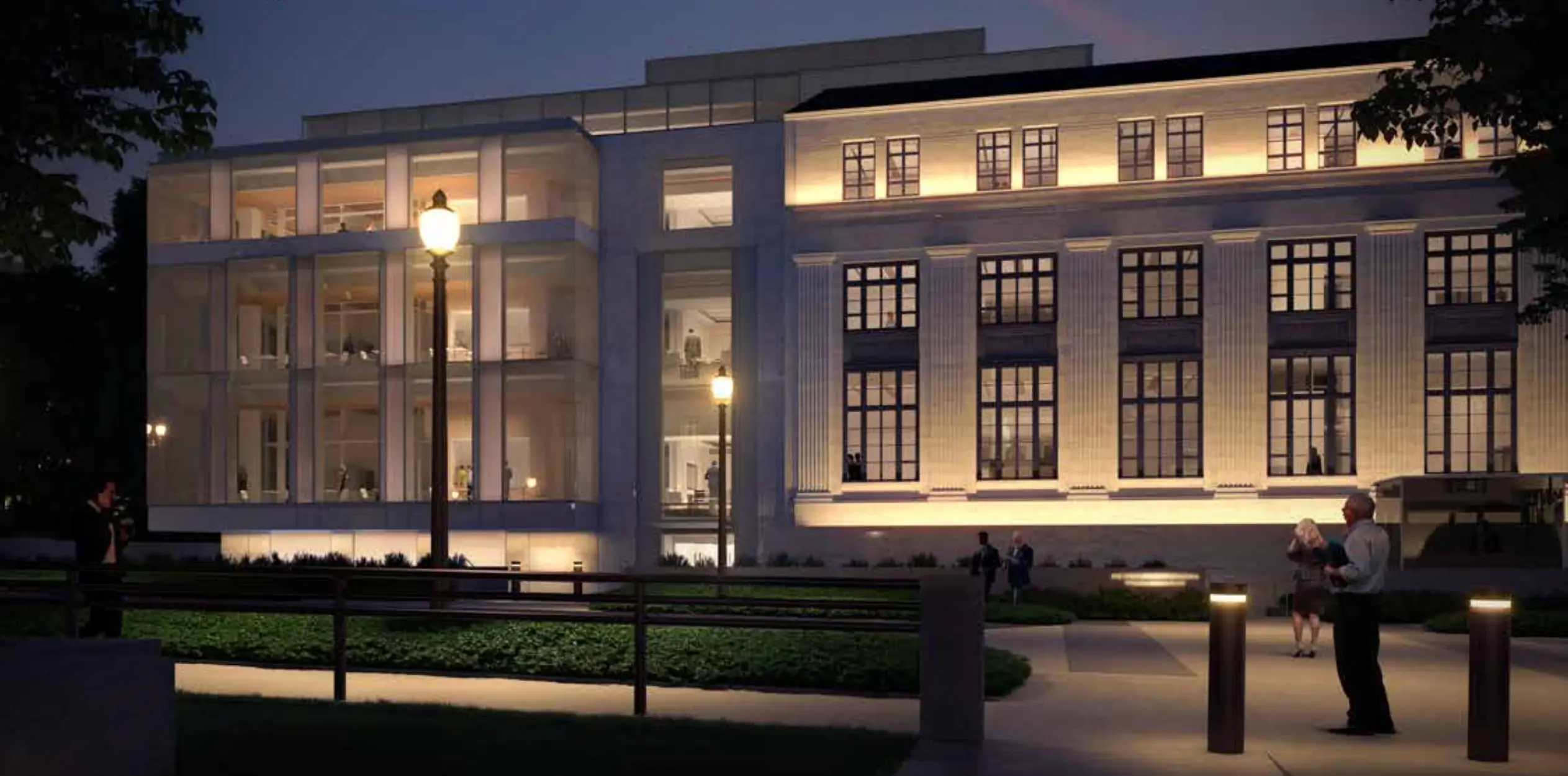 A mock-up of the exterior lighting on the Eccles Building