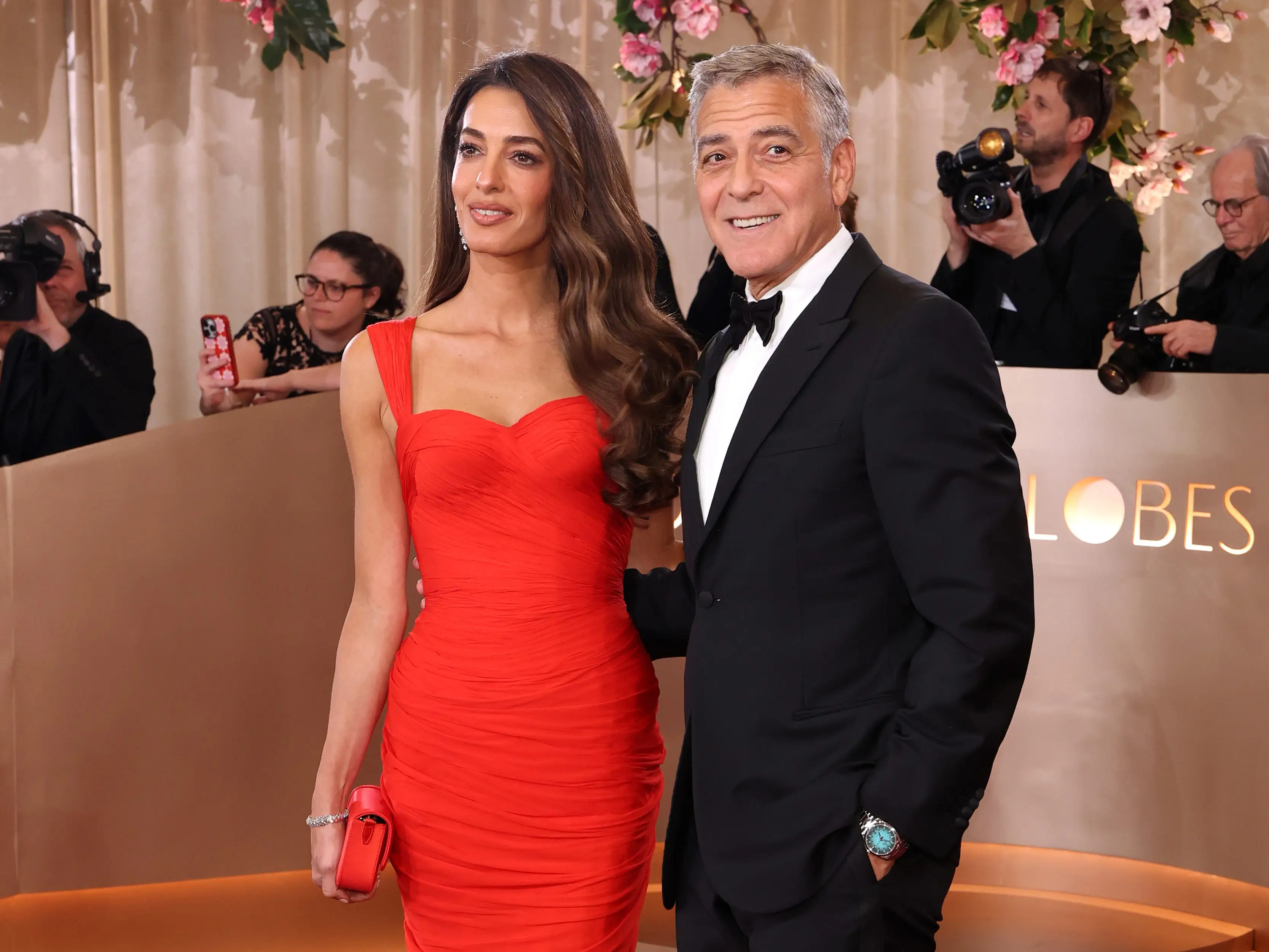 Amal Clooney and George Clooney at the 2026 Golden Globe Awards.