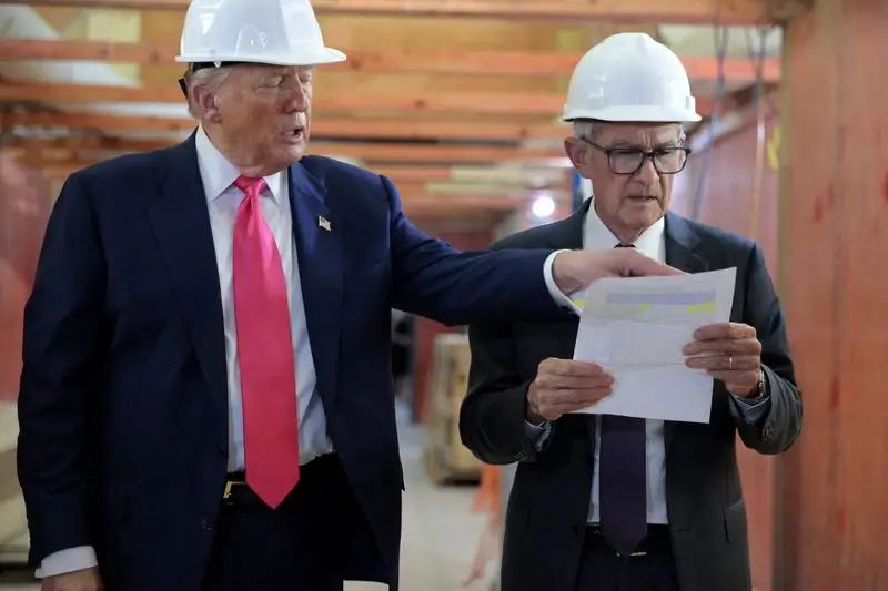 President Donald Trump and Chair Jerome Powell toured the Fed building in July 2025.