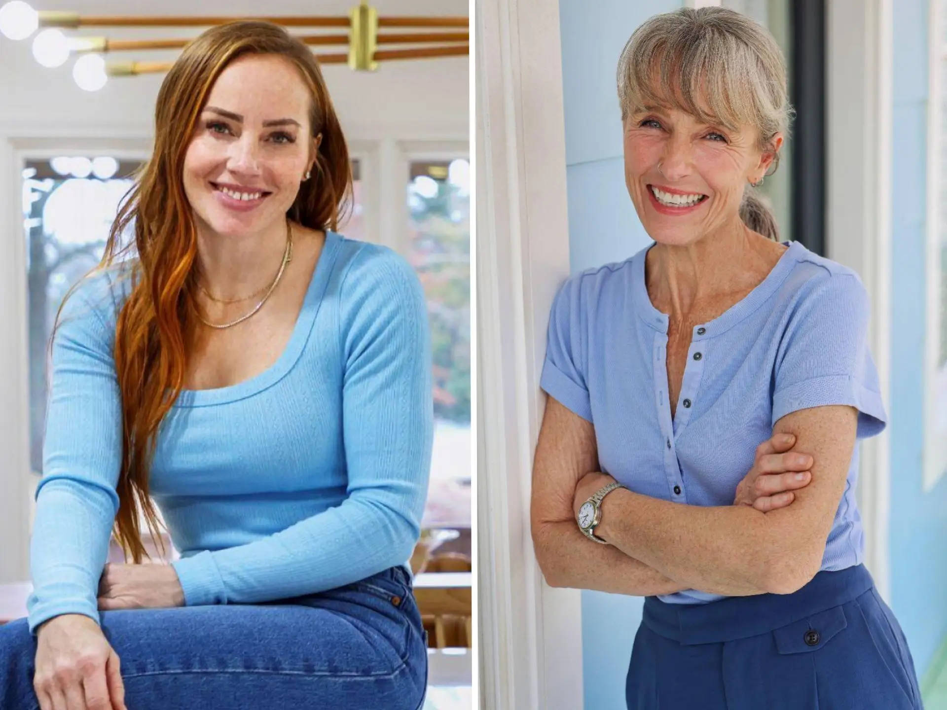 A side-by-side of Mina Starsiak Hawk and Karen E. Laine.