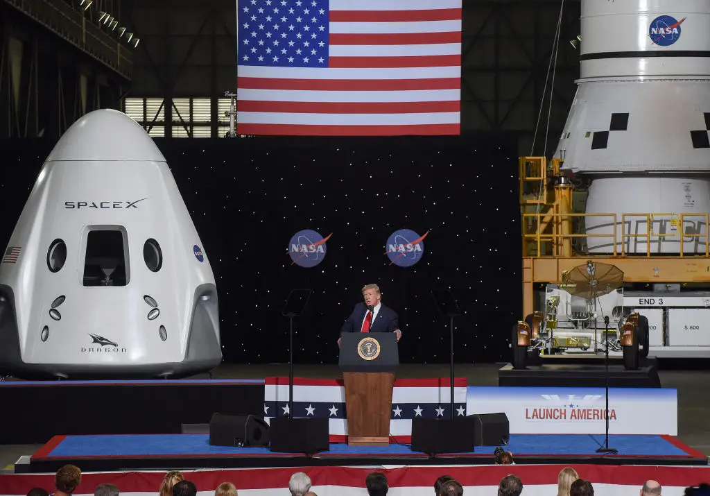 President Donald Trump at a NASA and SpaceX launch in 2020.