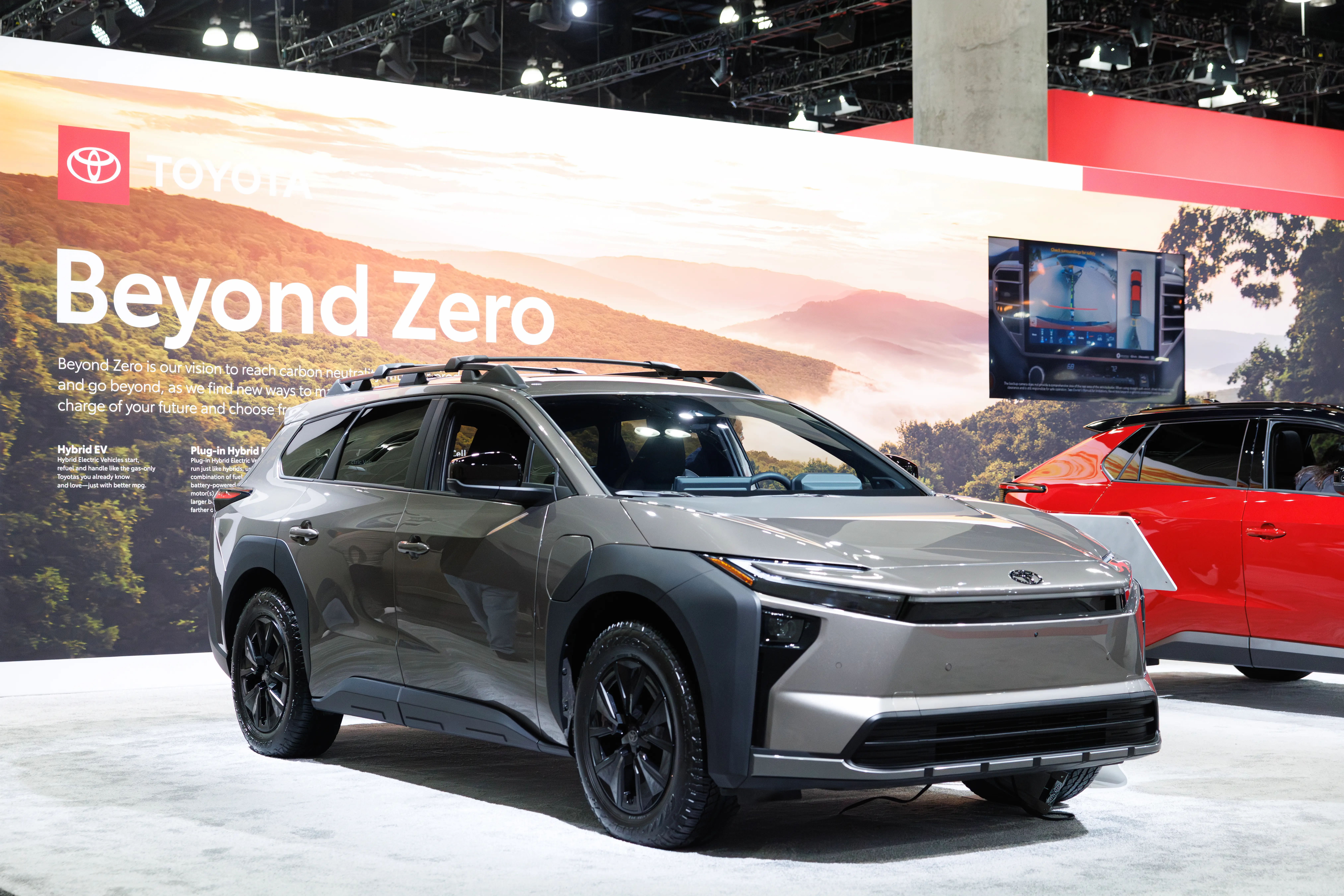 A gray Toyota bZ Woodland at the LA Auto Show.