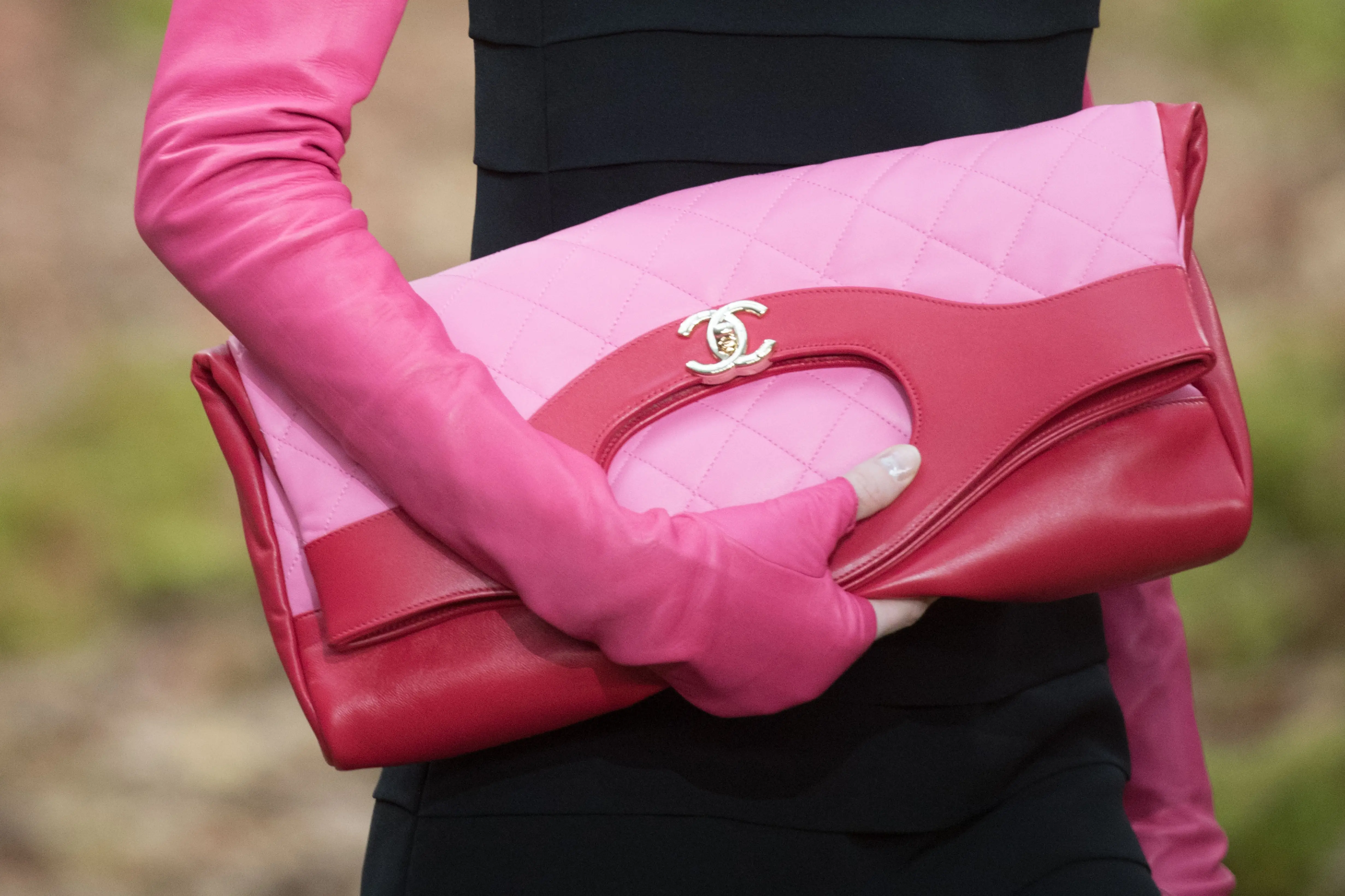 A model (Bag detail) walks the runway during the Chanel show as part of the Paris Fashion Week