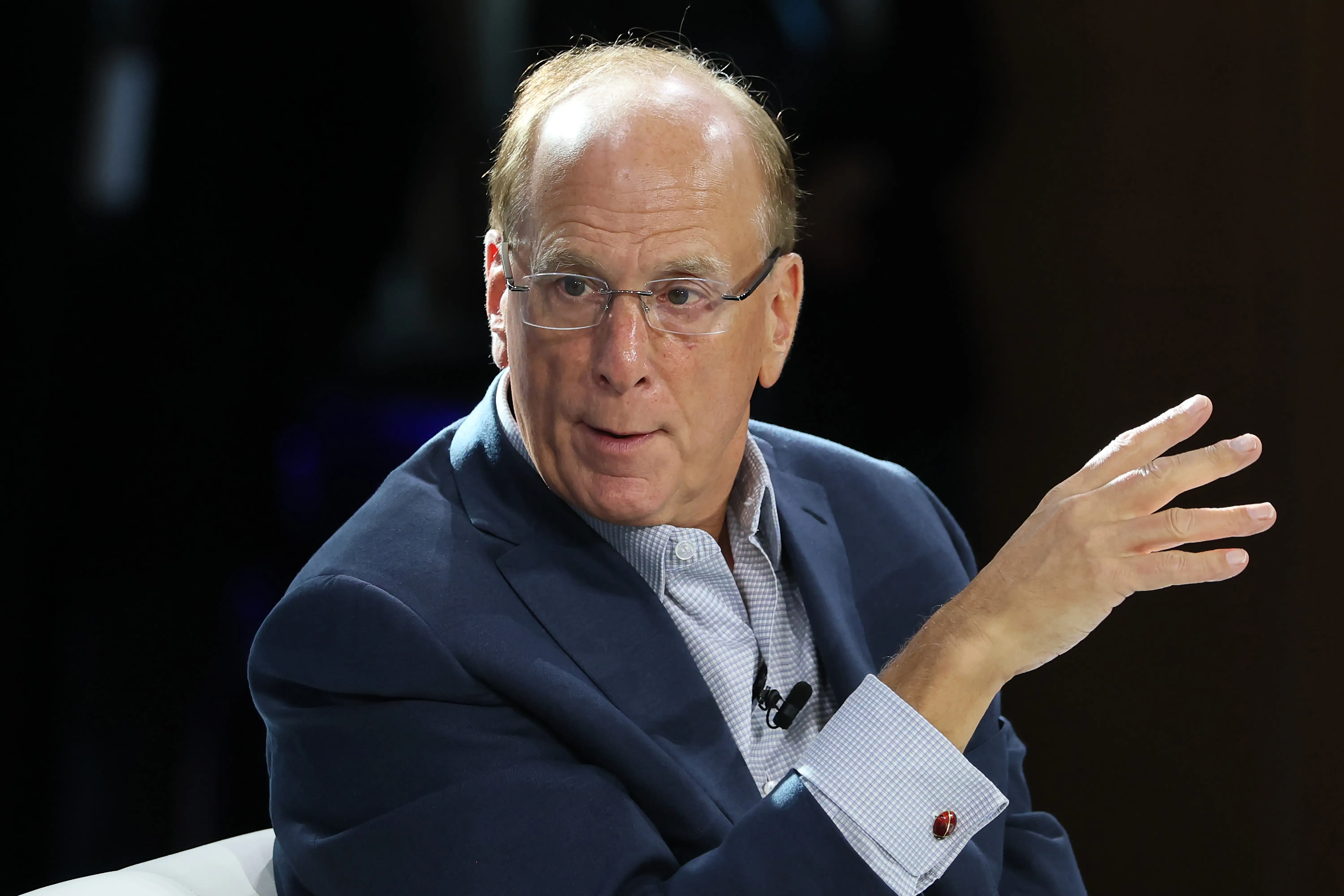 BlackRock CEO Larry Fink speaking at an event