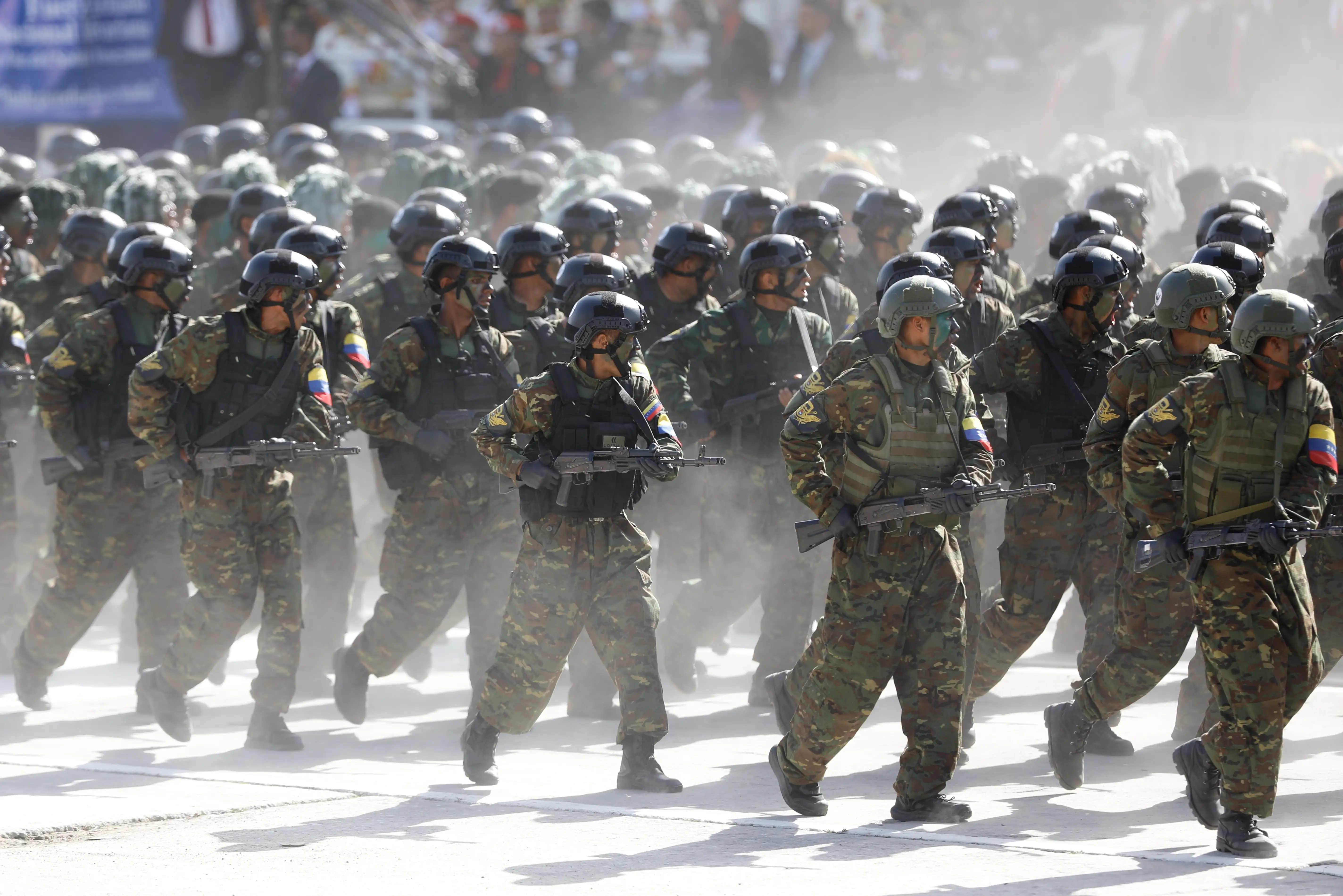 Soldiers take part in the Independence Day military parade in Caracas, Venezuela, Saturday, July 5, 2025.