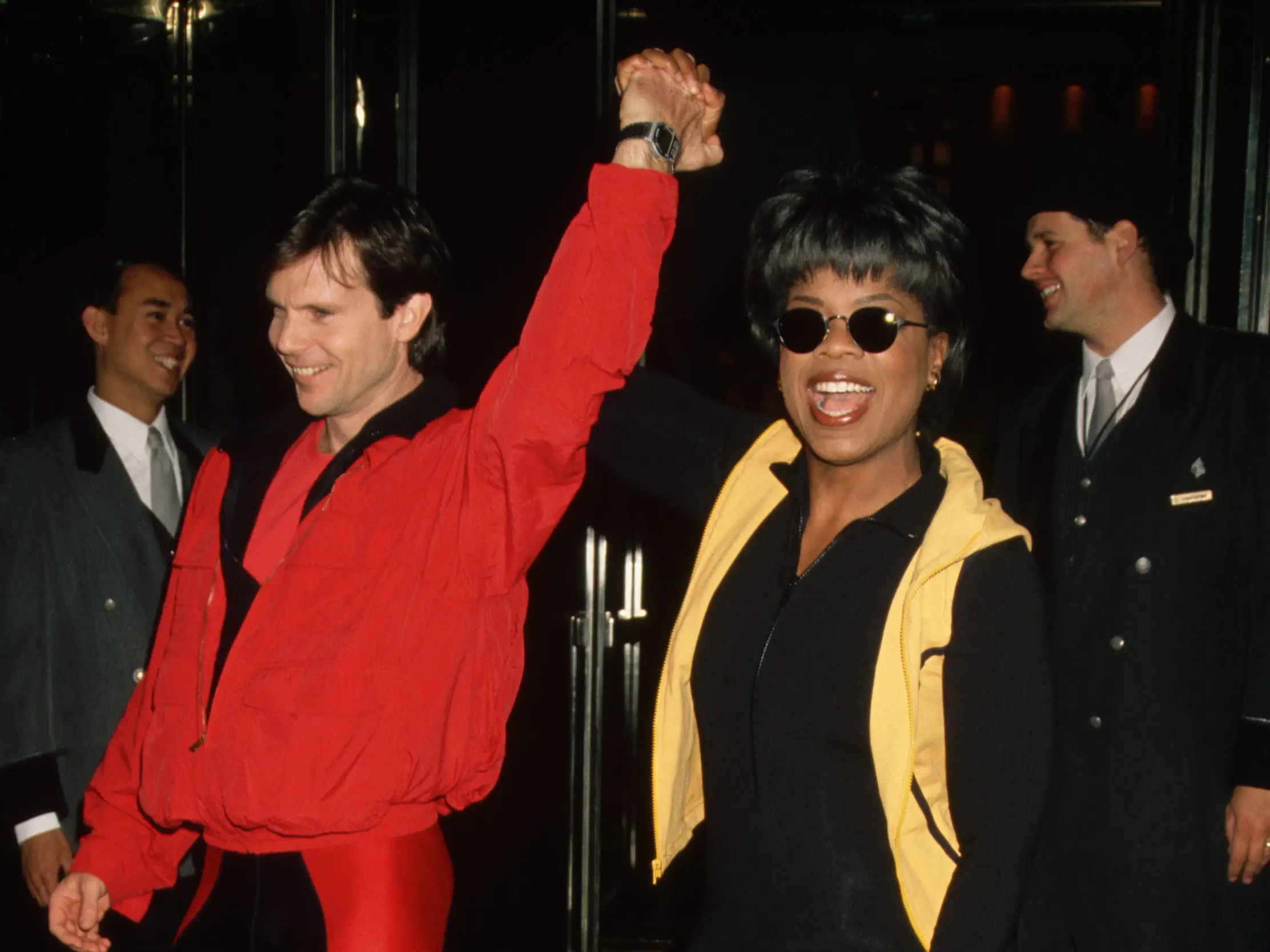 Oprah Winfrey and her trainer Bob Greene participate in a Mother's Day Walk held at Central Park.