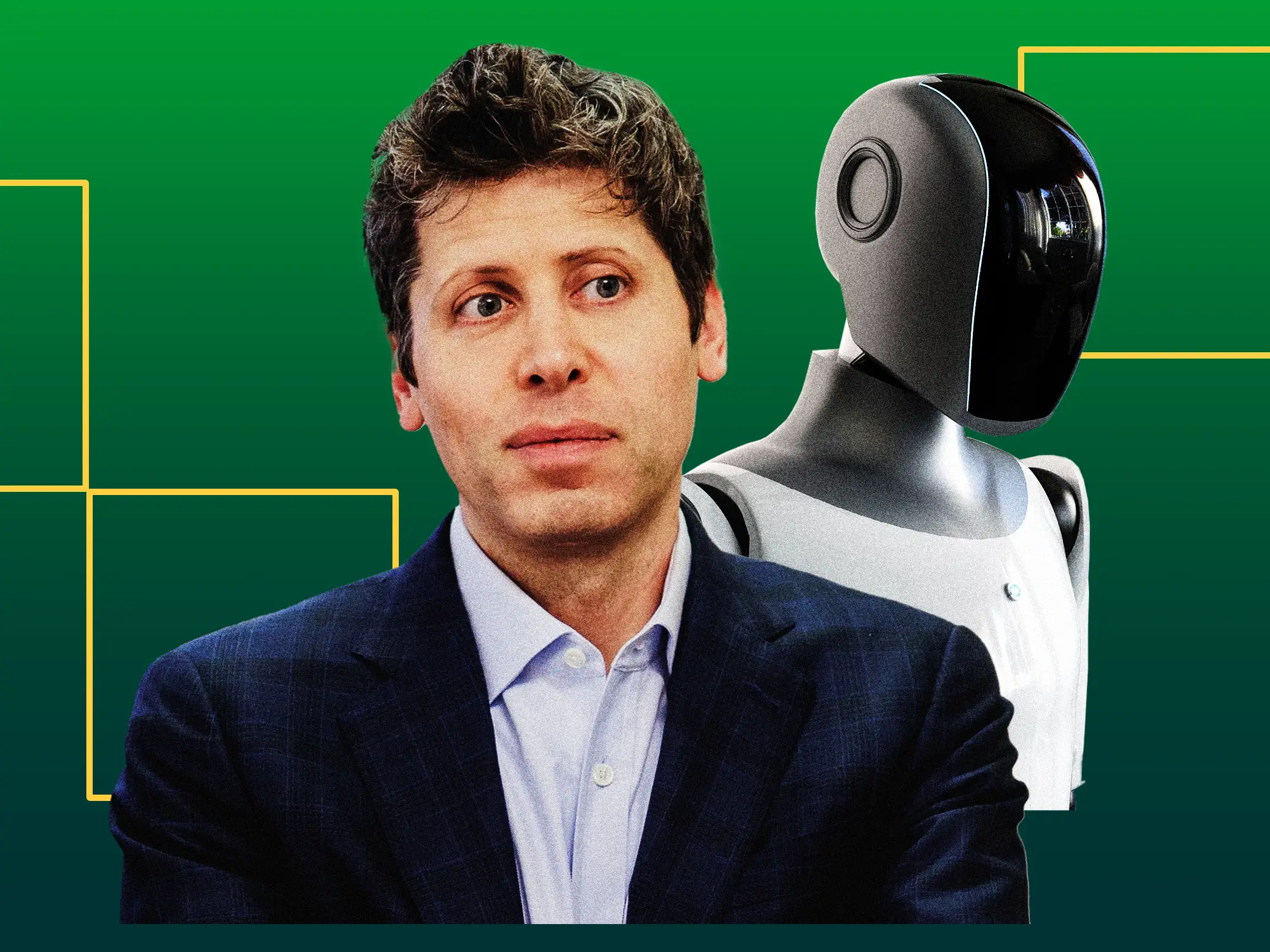 Sam Altman and a robot