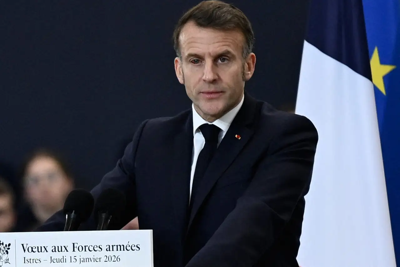 French President Emmanuel Macron delivers his New Year's address to the armed forces at the Istres military air force base.
