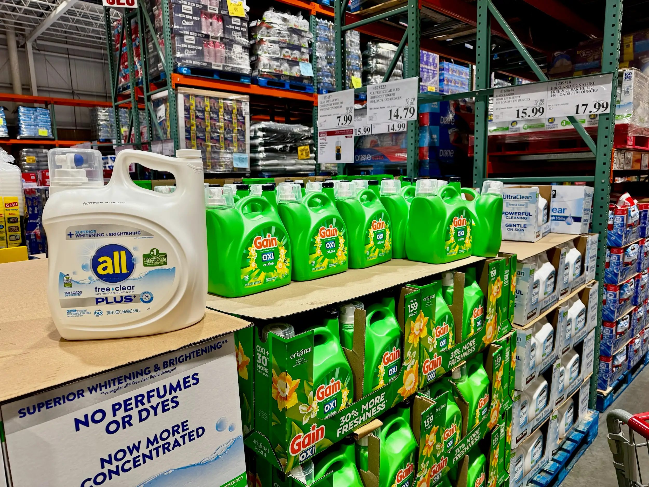 Laundry detergent for sale at Costco.