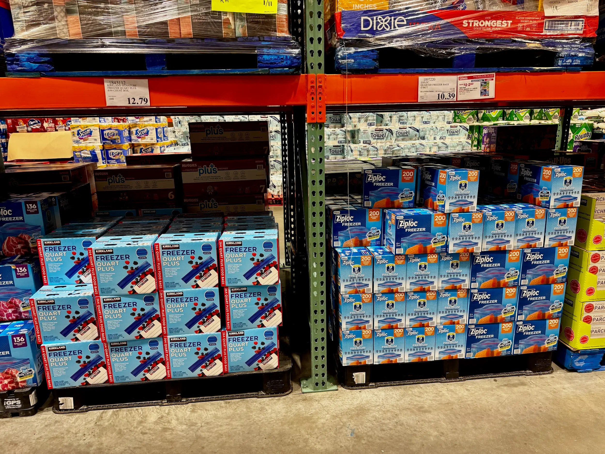 Plastic freezer bags at Costco