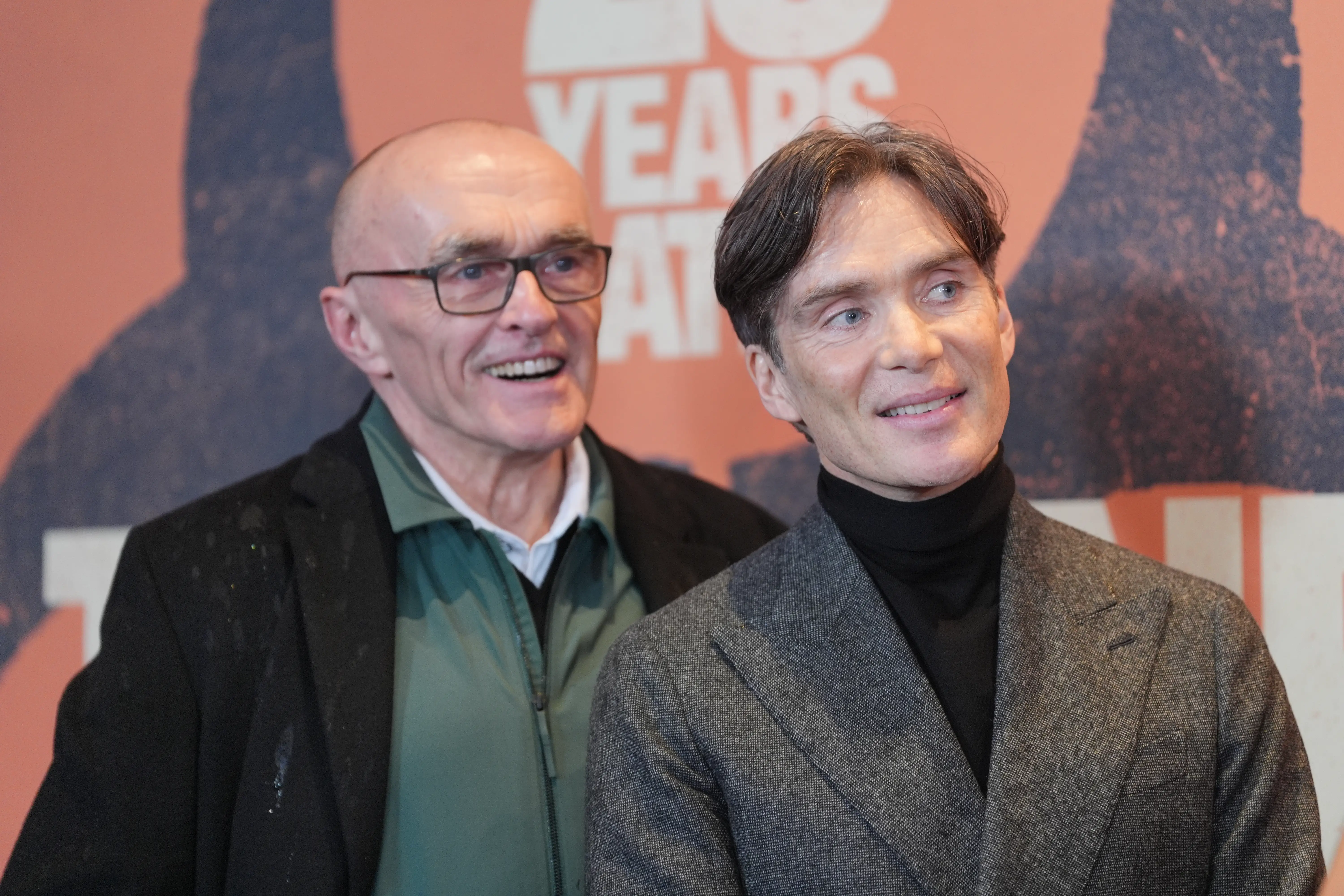 Danny Boyle and Cillian Murphy smiling at The Bone Temple premiere